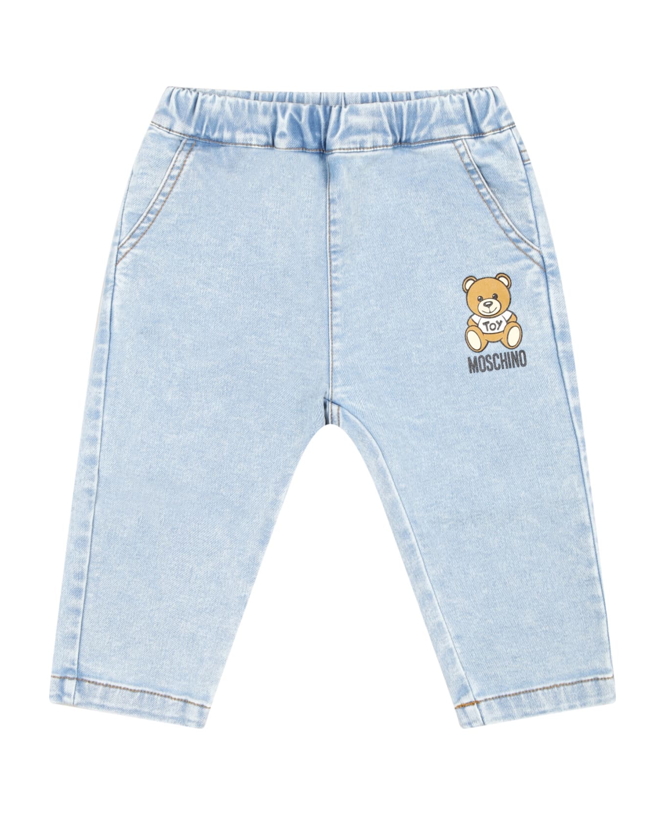 Moschino Light-blue Jeans For Baby Boy With Teddy Bear - LIGHT BLUE