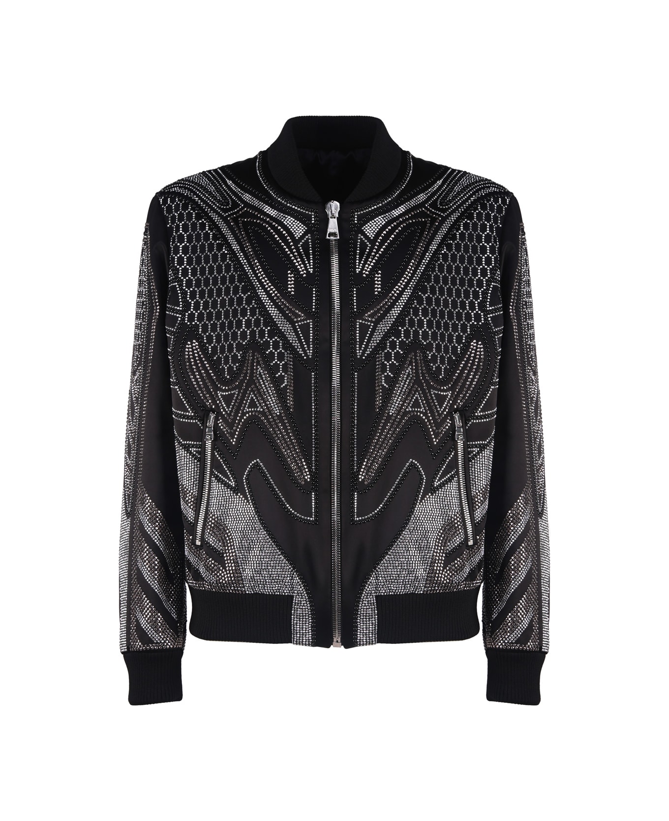 Balmain All-over Embroidered Jacket With Studs - Black