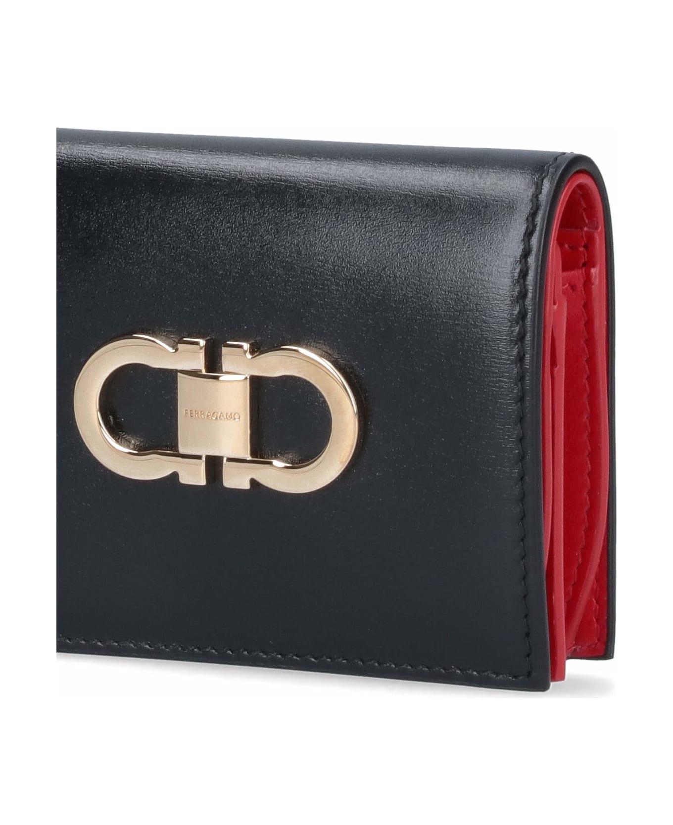 Ferragamo Compact Wallet 'gancini' - Black 財布