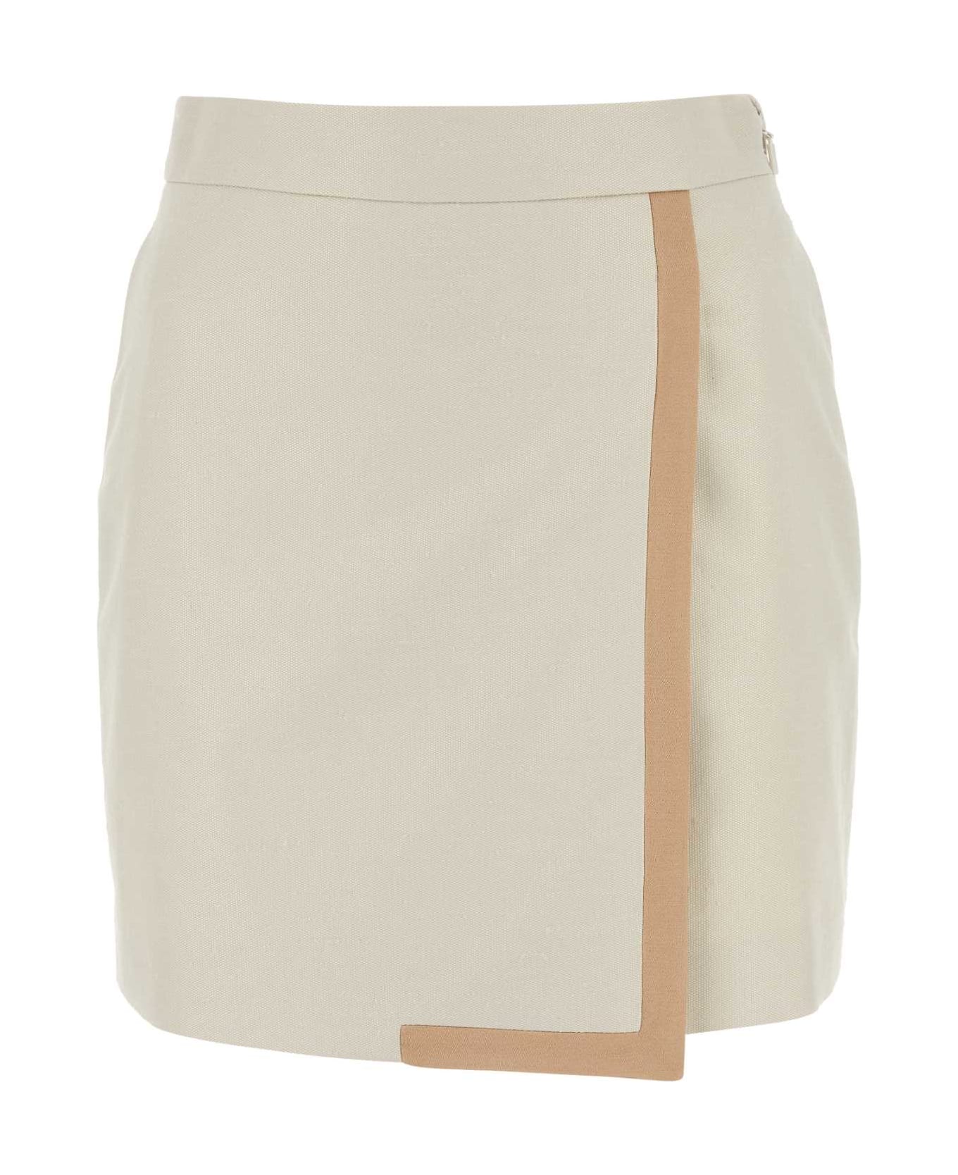 Fendi Ivory Canvas Mini Skirt - LINEN