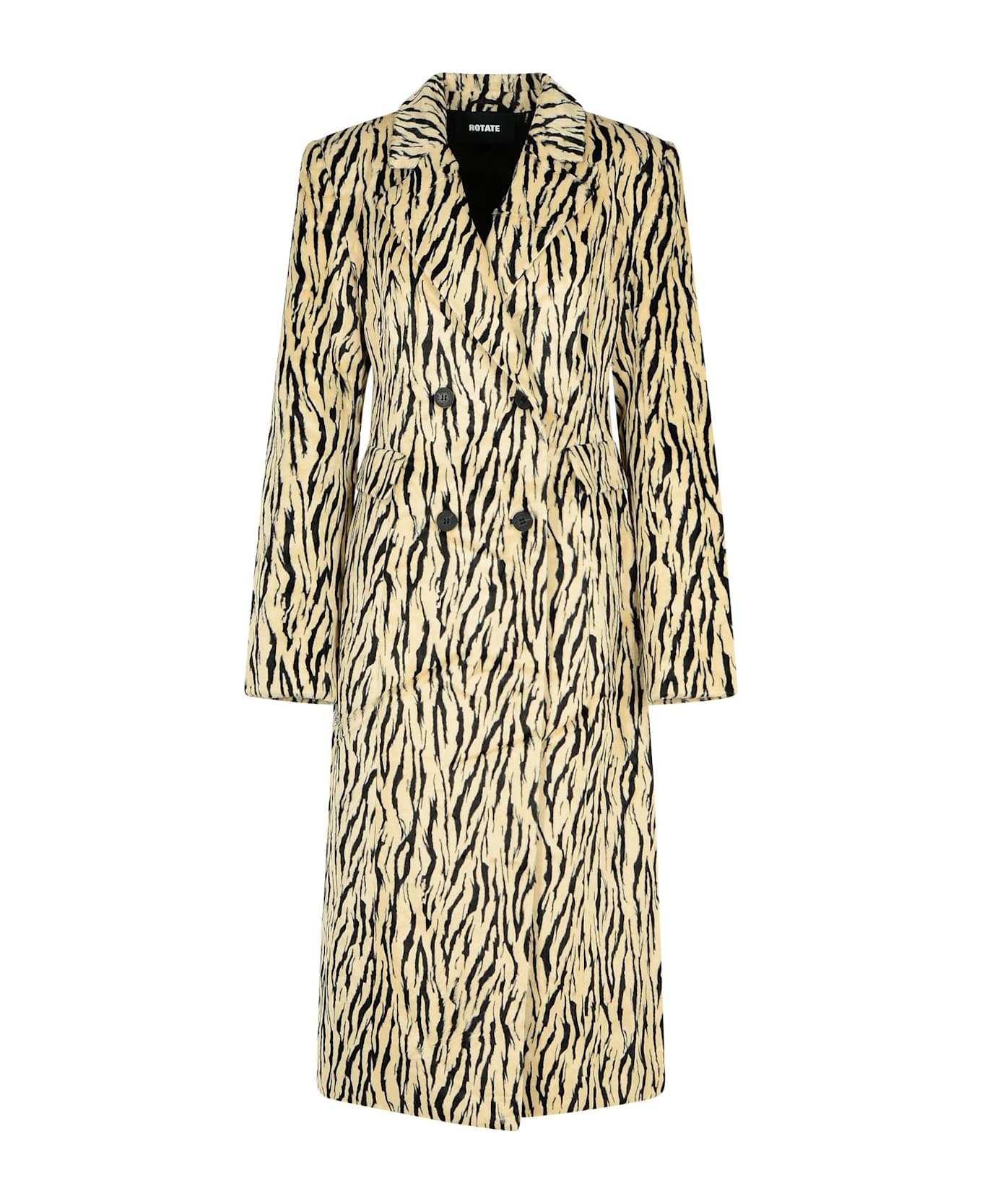 Rotate by Birger Christensen Printed Faux Fur Coat - EGRET COMB
