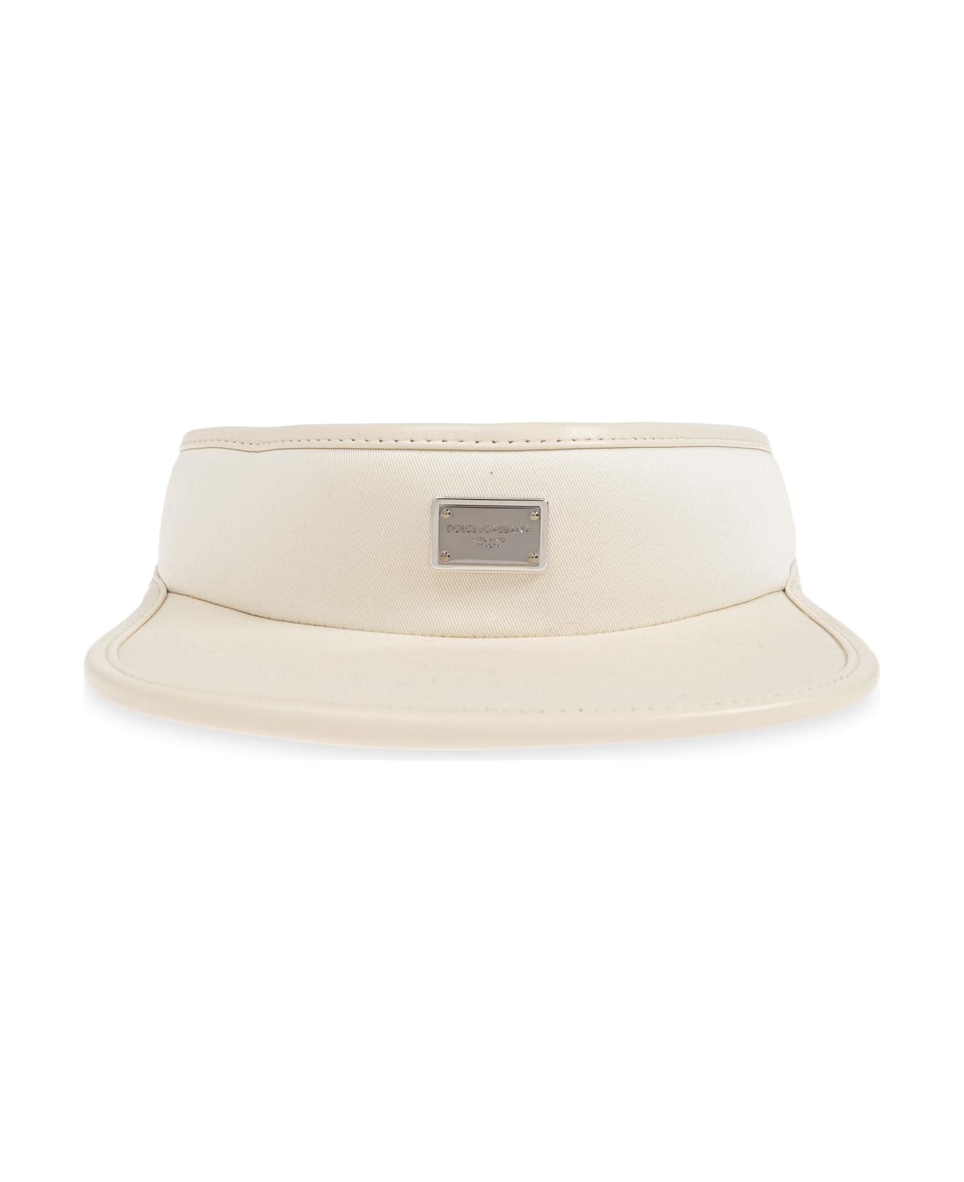 Dolce 
Gabbana Visor With Appliquã© With Engraved Logo - Beige