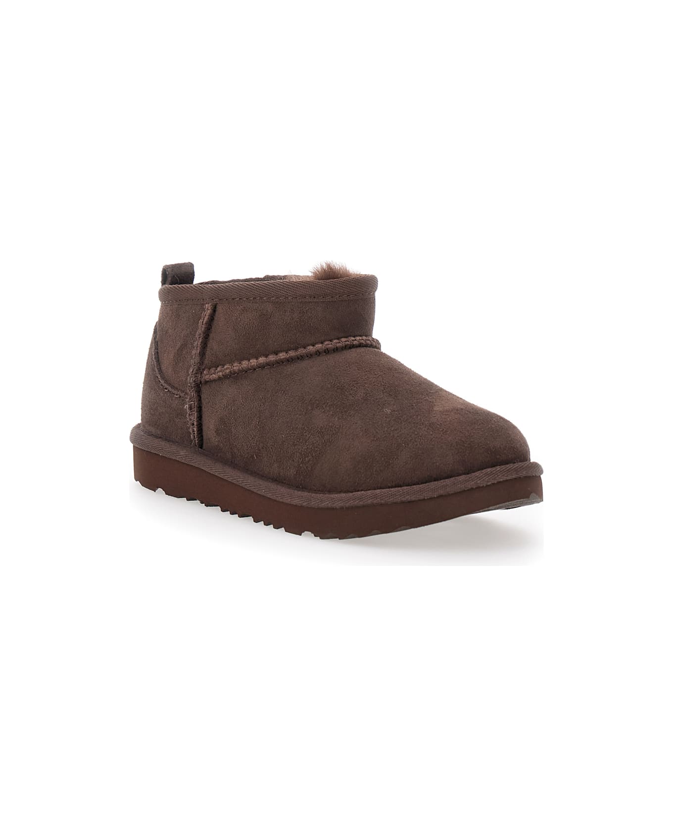 UGG Brown Ultra Mini Ugg Ankle Boots In Suede Baby Girl - Brown