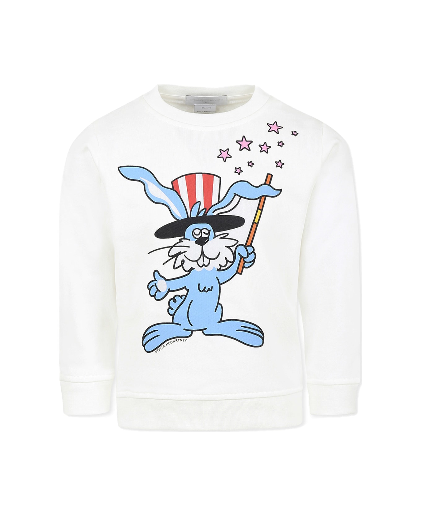 Stella McCartney Kids White Sweatshirt For Boy With Rabbit - White