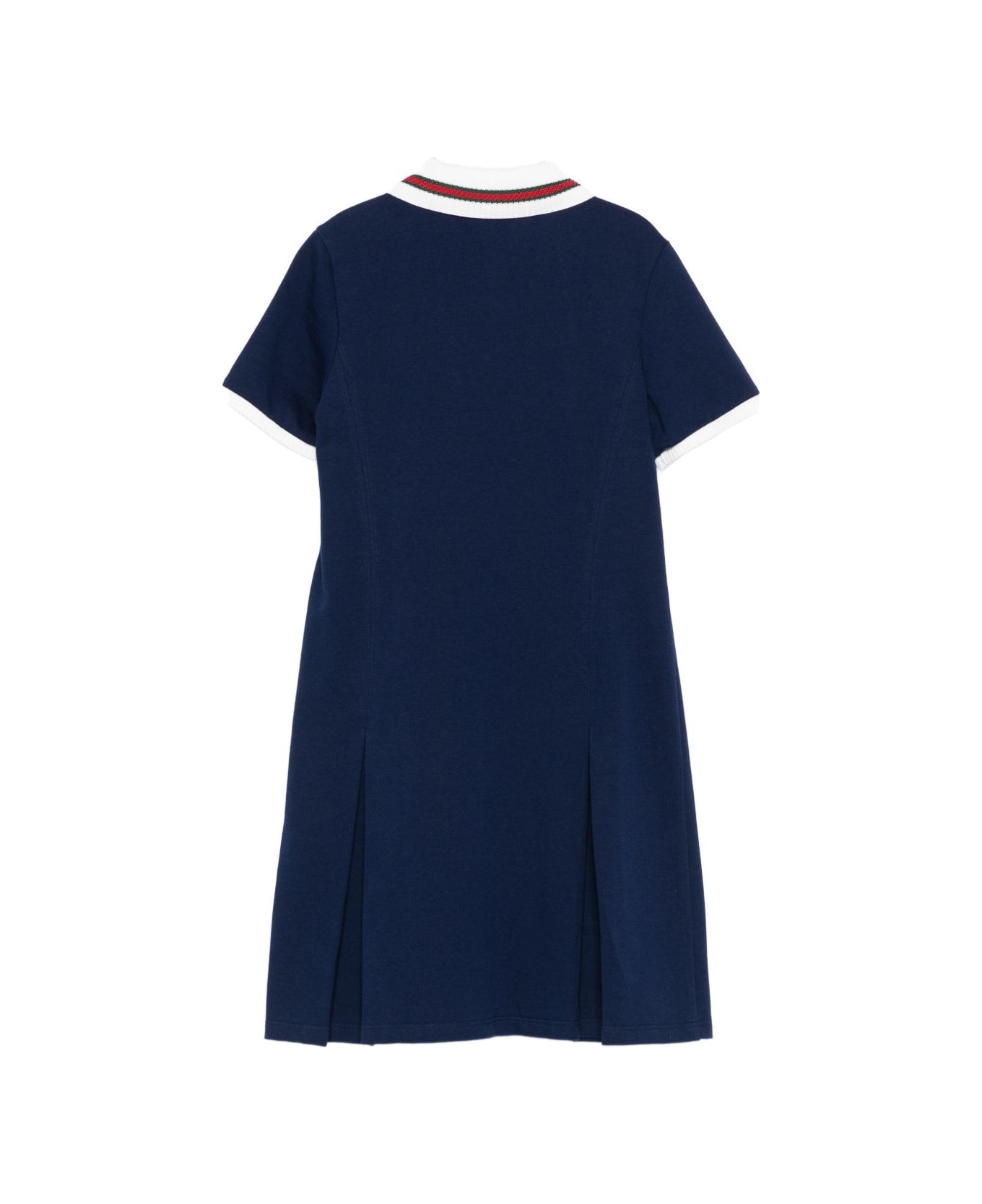 Gucci Kids Dark Blue Pleated Dress - Blue