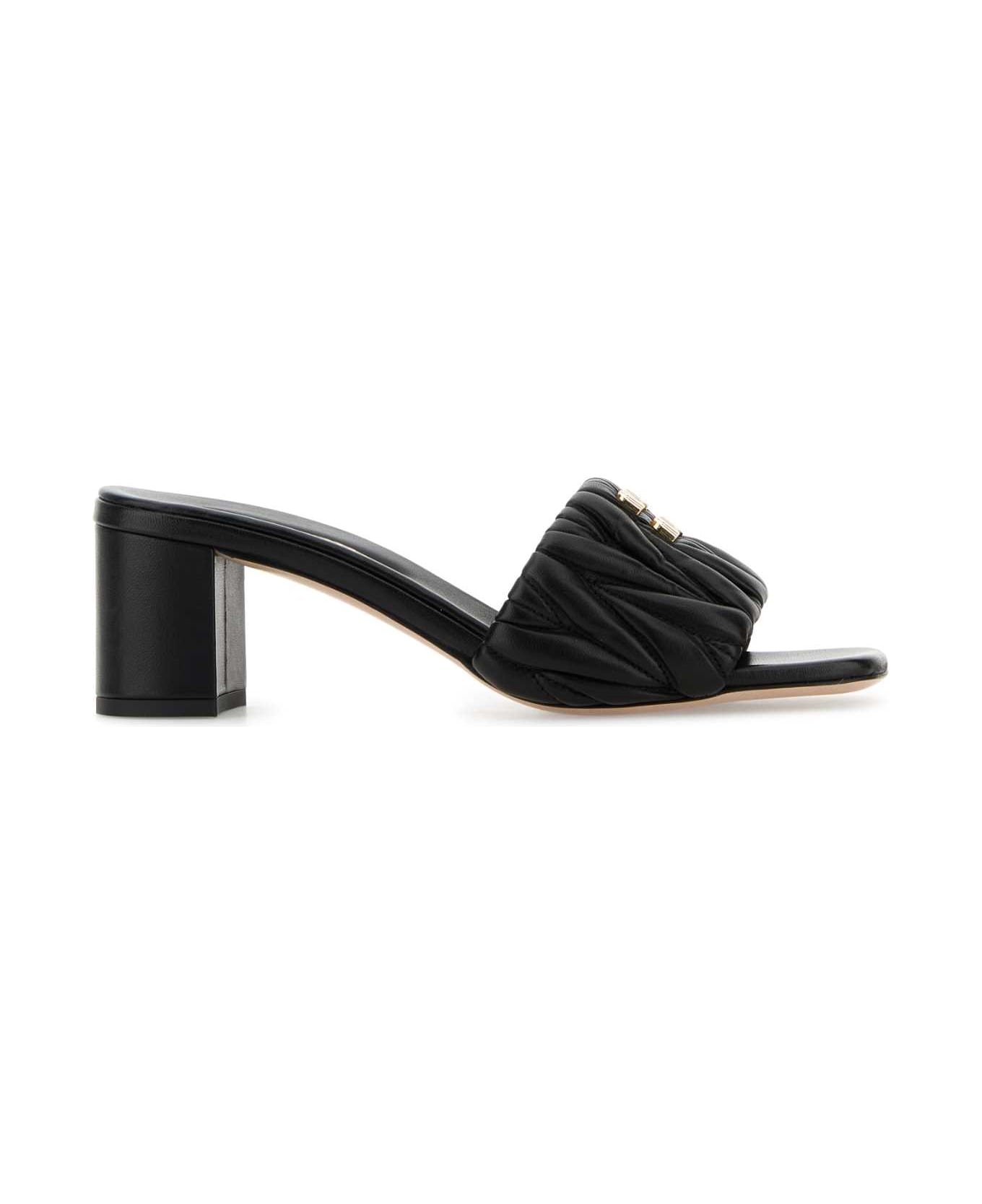Miu Miu Black Nappa Leather Mules - NERO
