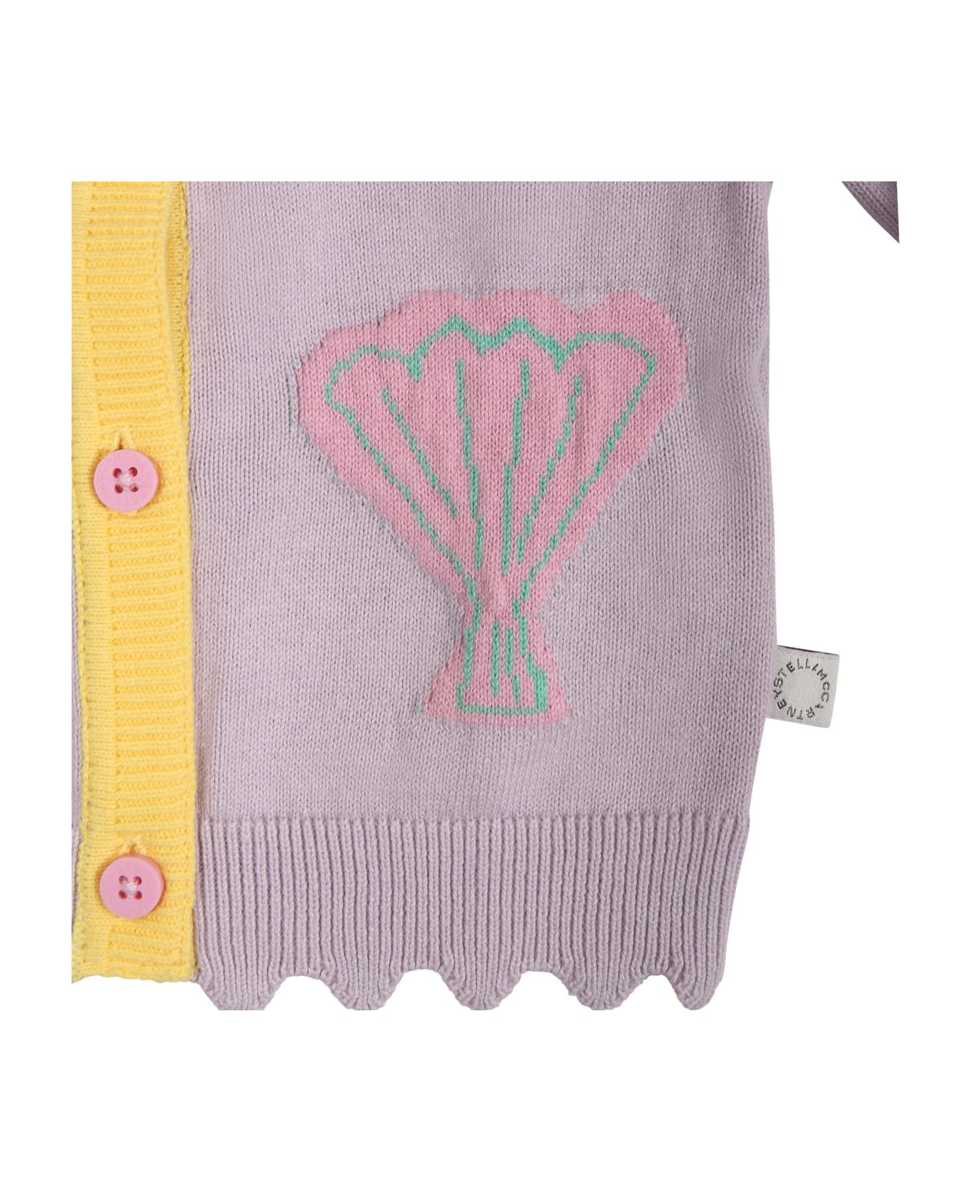 Stella McCartney Kids Purple Cardigan For Baby Girl With Shells - Violet