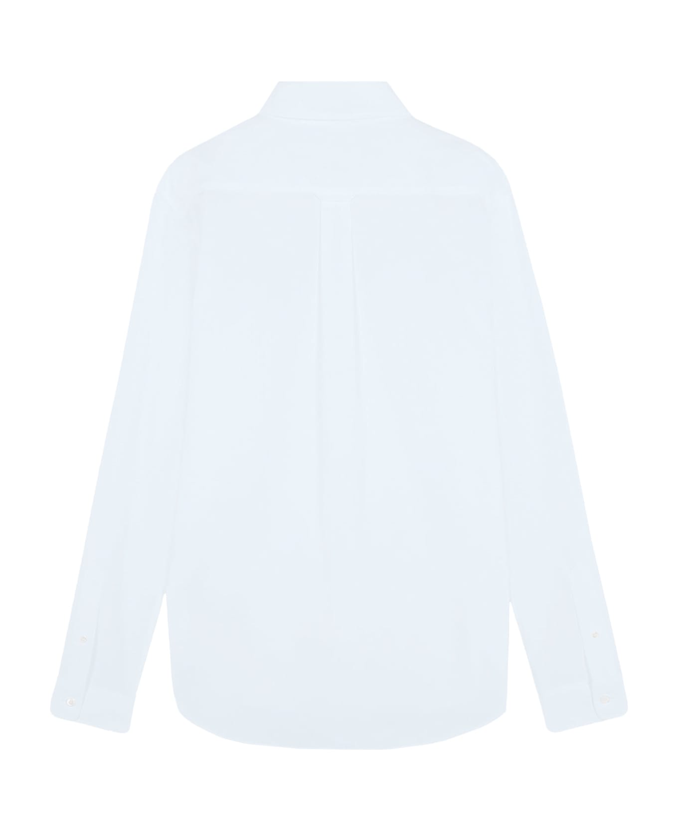 Maison Kitsuné Oxford Cotton Shirt With Embroidered Foxy Logo - Blue