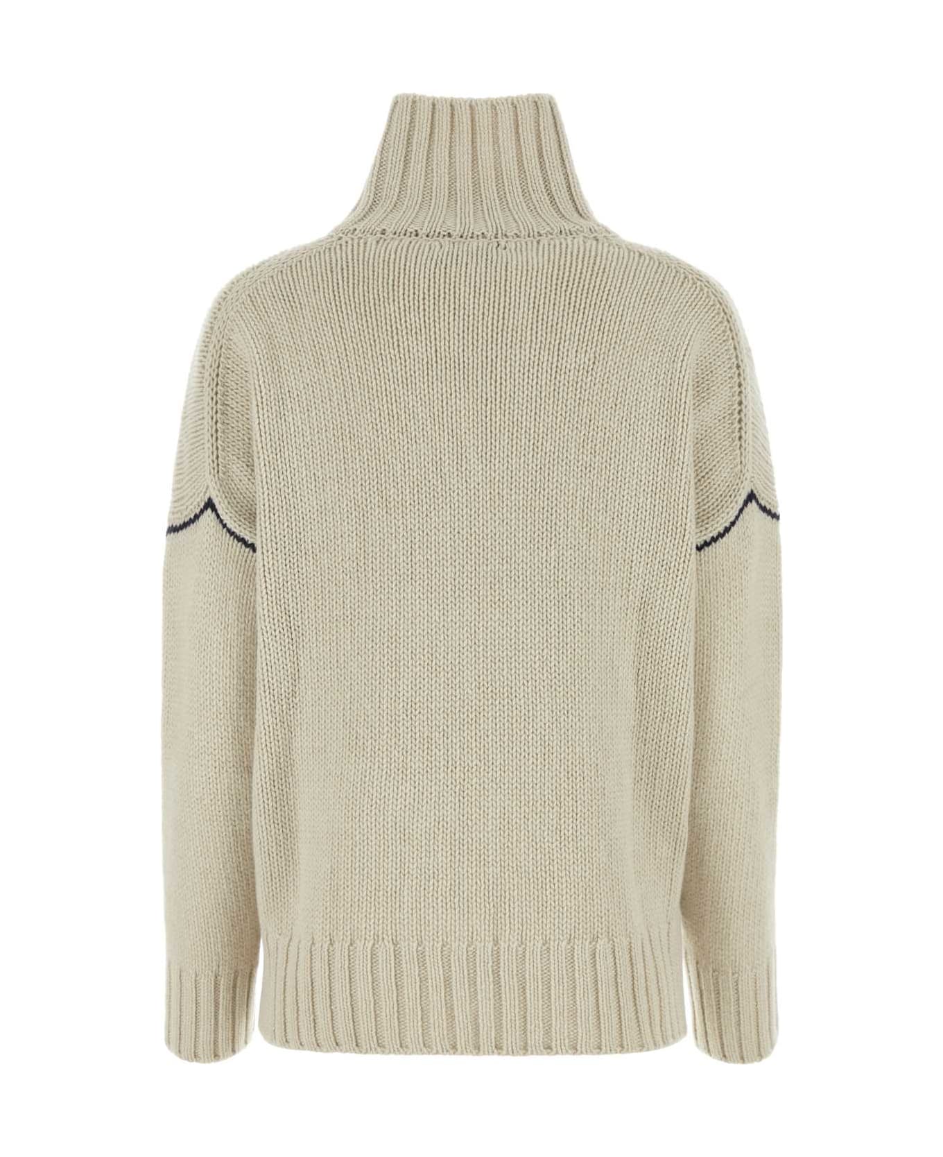 Woolrich Sand Wool Sweater - MILKYCREAM