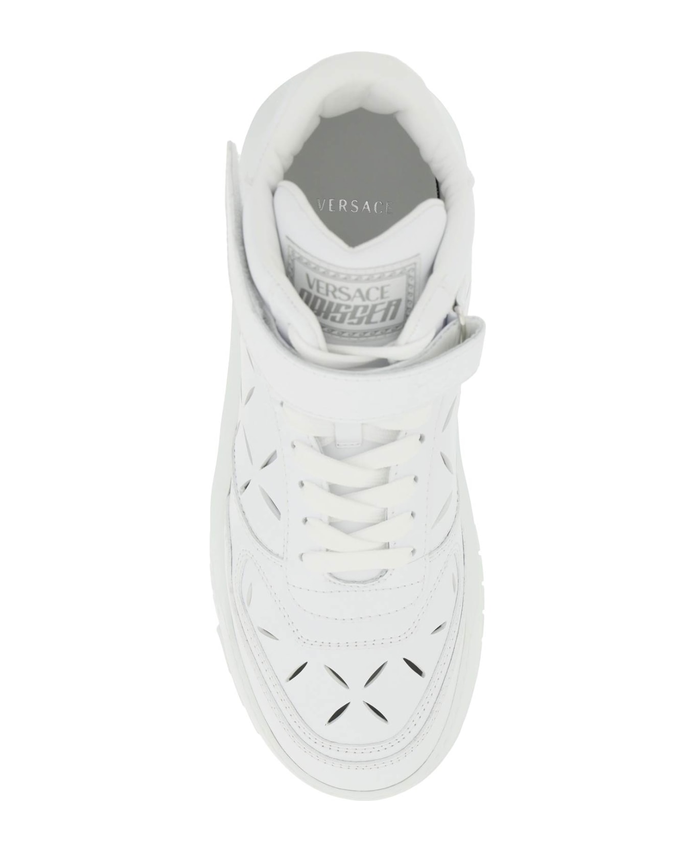 Versace Odissea Leather High-top Sneakers - White