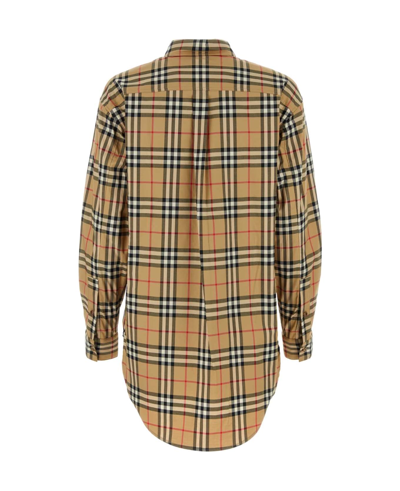 Burberry Embroidered Stretch Cotton Shirt - ARCHIVEBEIGEIPCHK