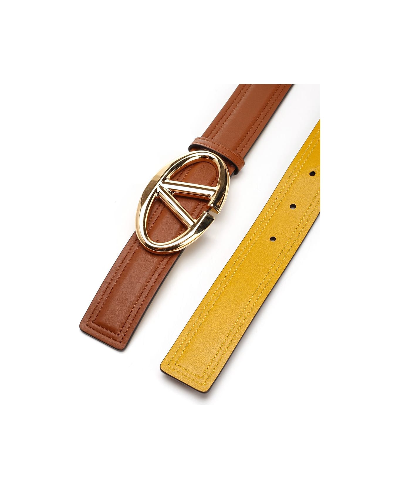 Valentino Garavani 'v Logo Bold Edition' Buckle Belt - TOBACCOCURRYYELLOW