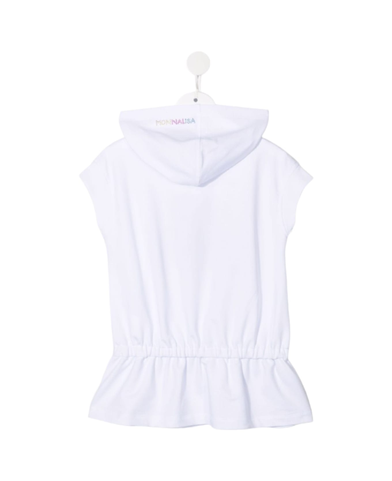 Monnalisa Kids Girl's White Jersey Dress With Lola And Bunny Logo - White
