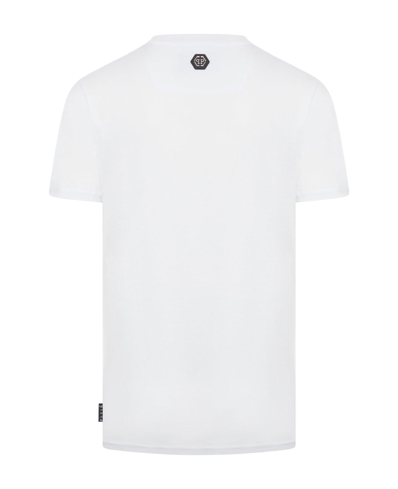 Philipp Plein Logo Embellished Crewneck T-shirt - WHITE
