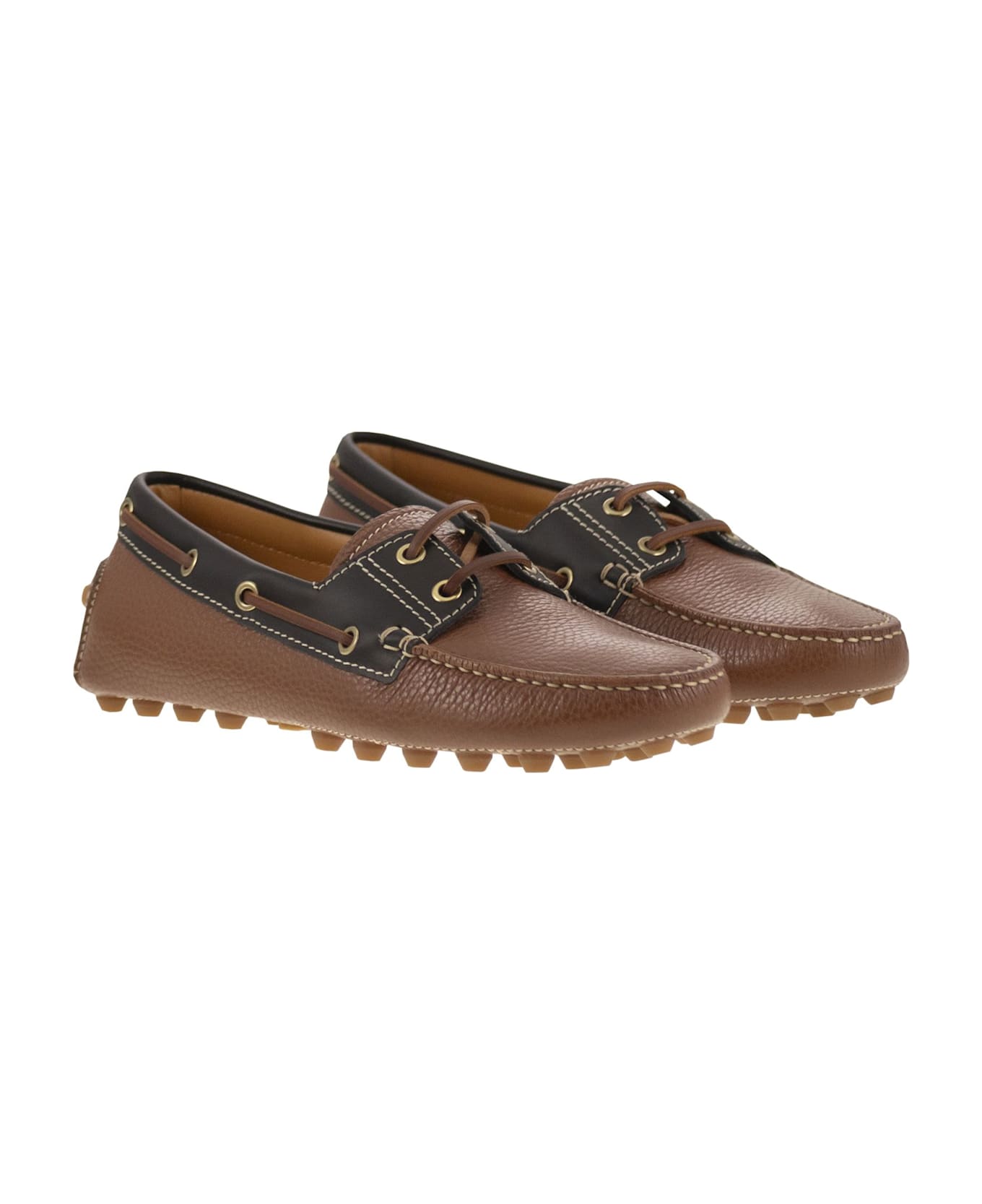 Tod
s Leather Boat Bubble Grommet - Leather/black