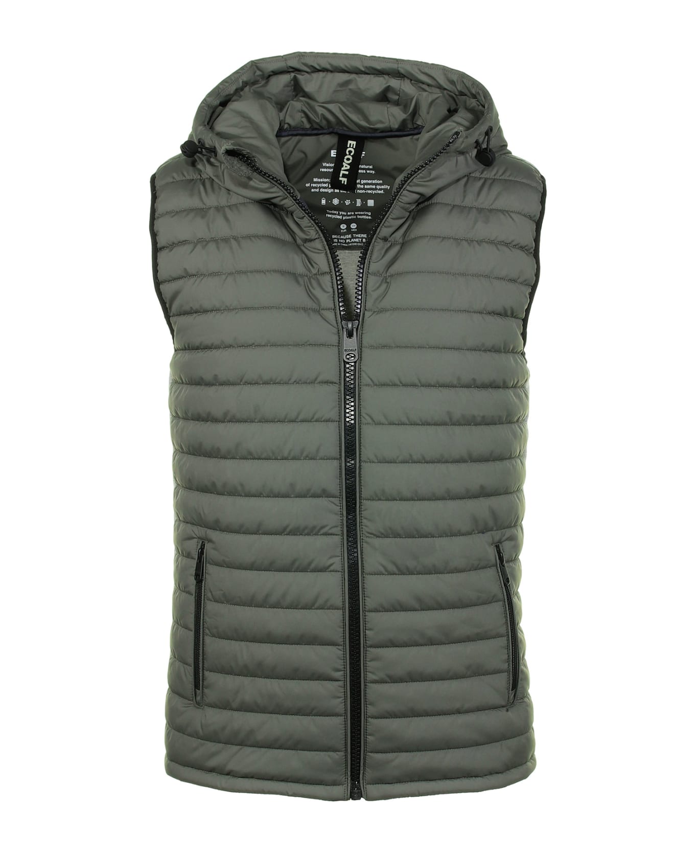 Ecoalf Quilted Vest With Hood - SOFT KHAKI