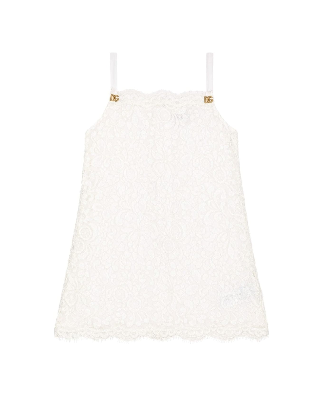 Dolce & Gabbana Cordonnet Lace Dress In White - White ワンピース＆ドレス