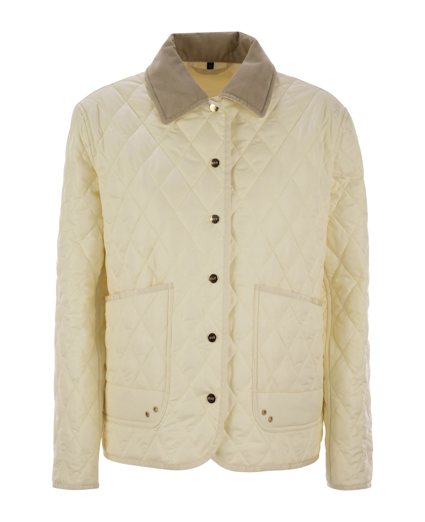 Fay Diamond Quilted Nylon Shirt Jacket - White