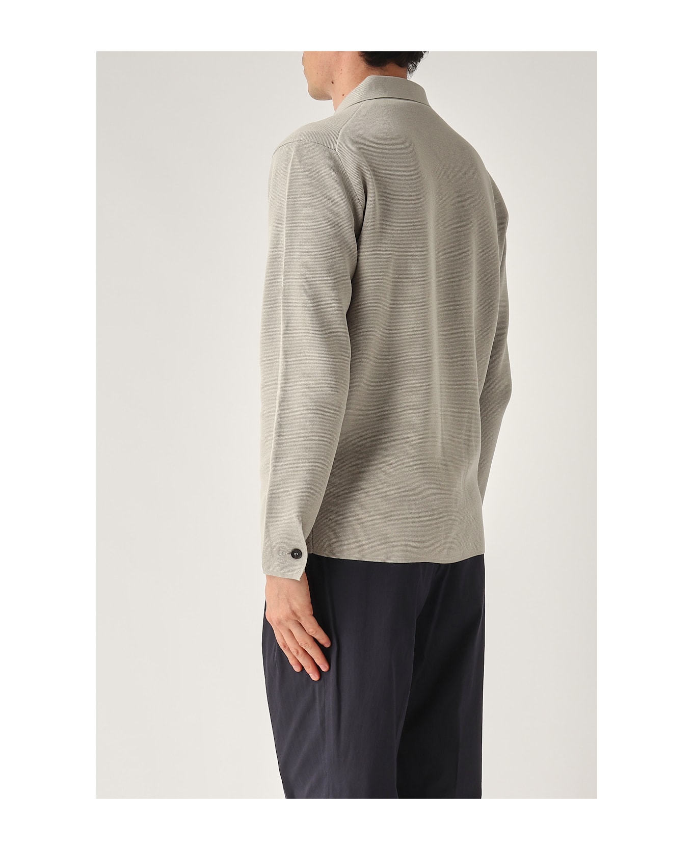 Filippo De Laurentiis Overshirt In Maglia M/l In Crepe Cotton Blazer - GRIGIO CHIARO