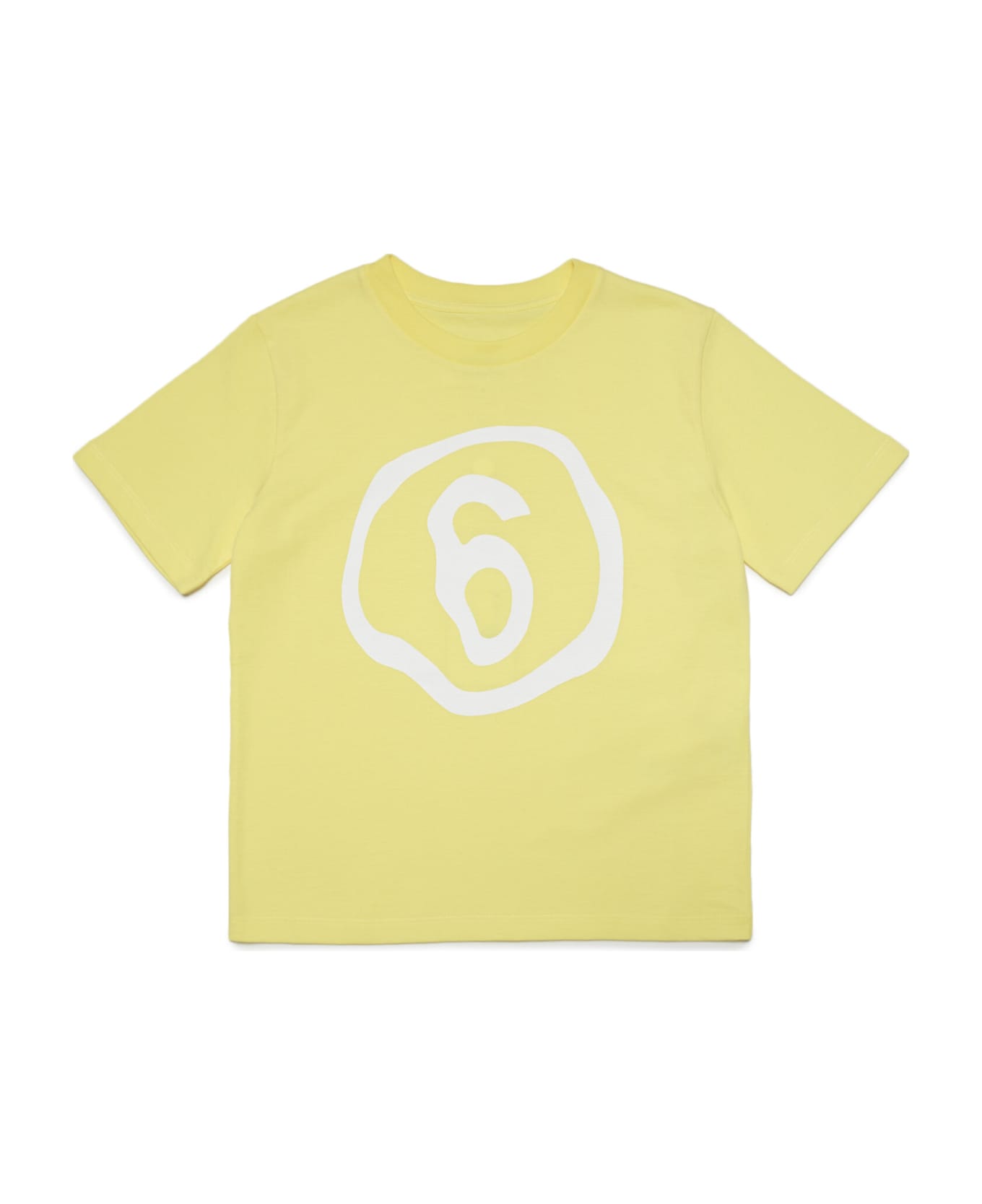 MM6 Maison Margiela Mm6t53u T-shirt Maison Margiela Yellow T-shirt In Jersey With Logo 6 Fluid Effect - Blazing yellow