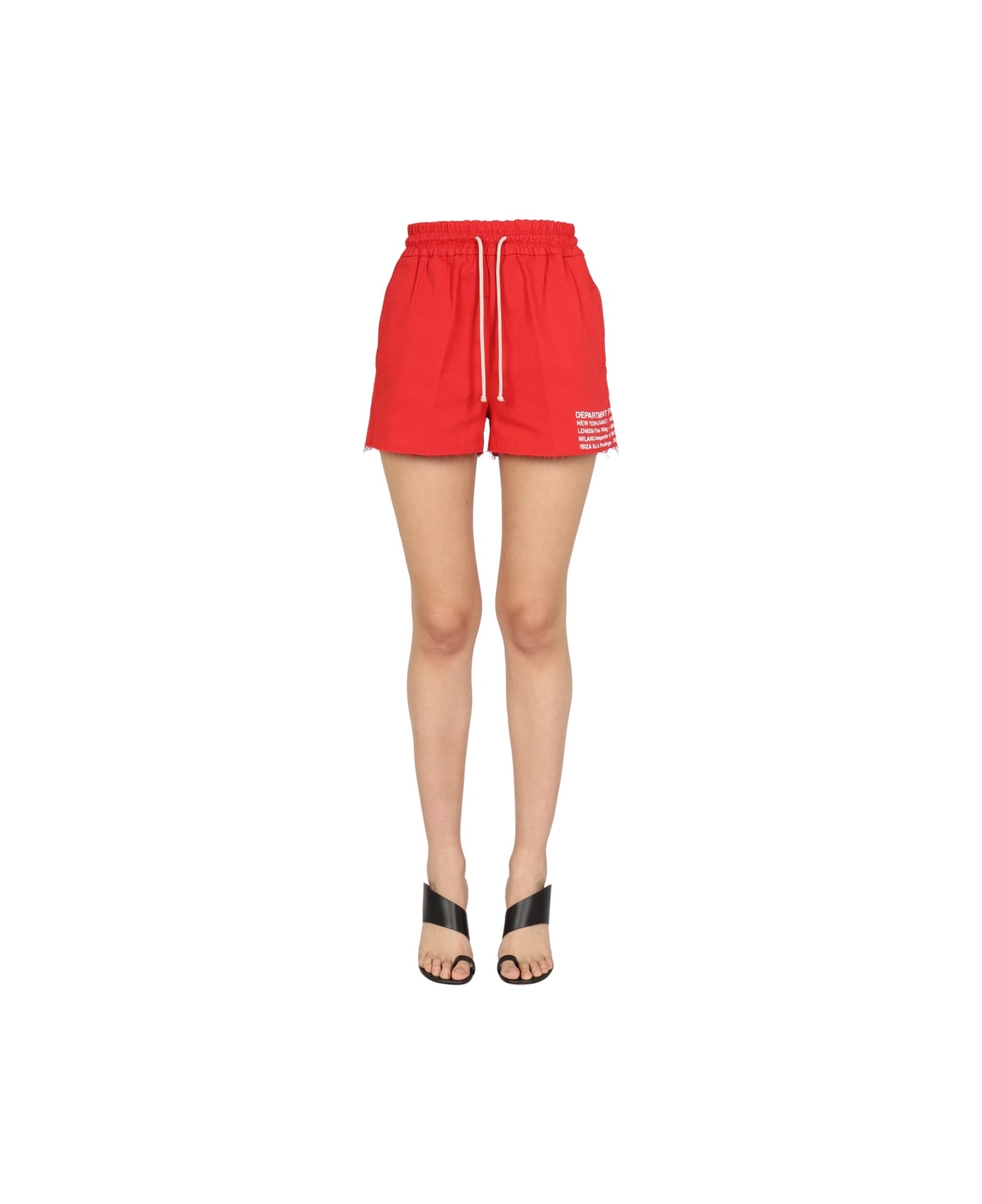 Department Five Logo Print Shorts - RED