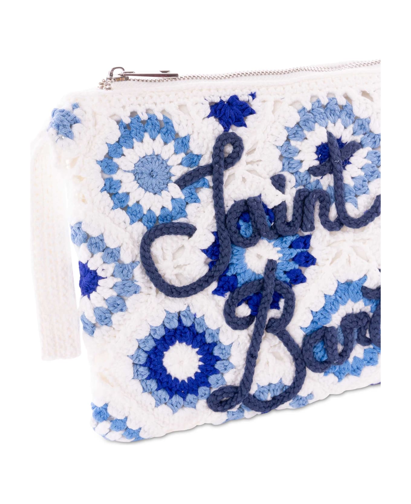 MC2 Saint Barth Parisienne White Crochet Pouch Bag With Saint Barth Embroidery - WHITE