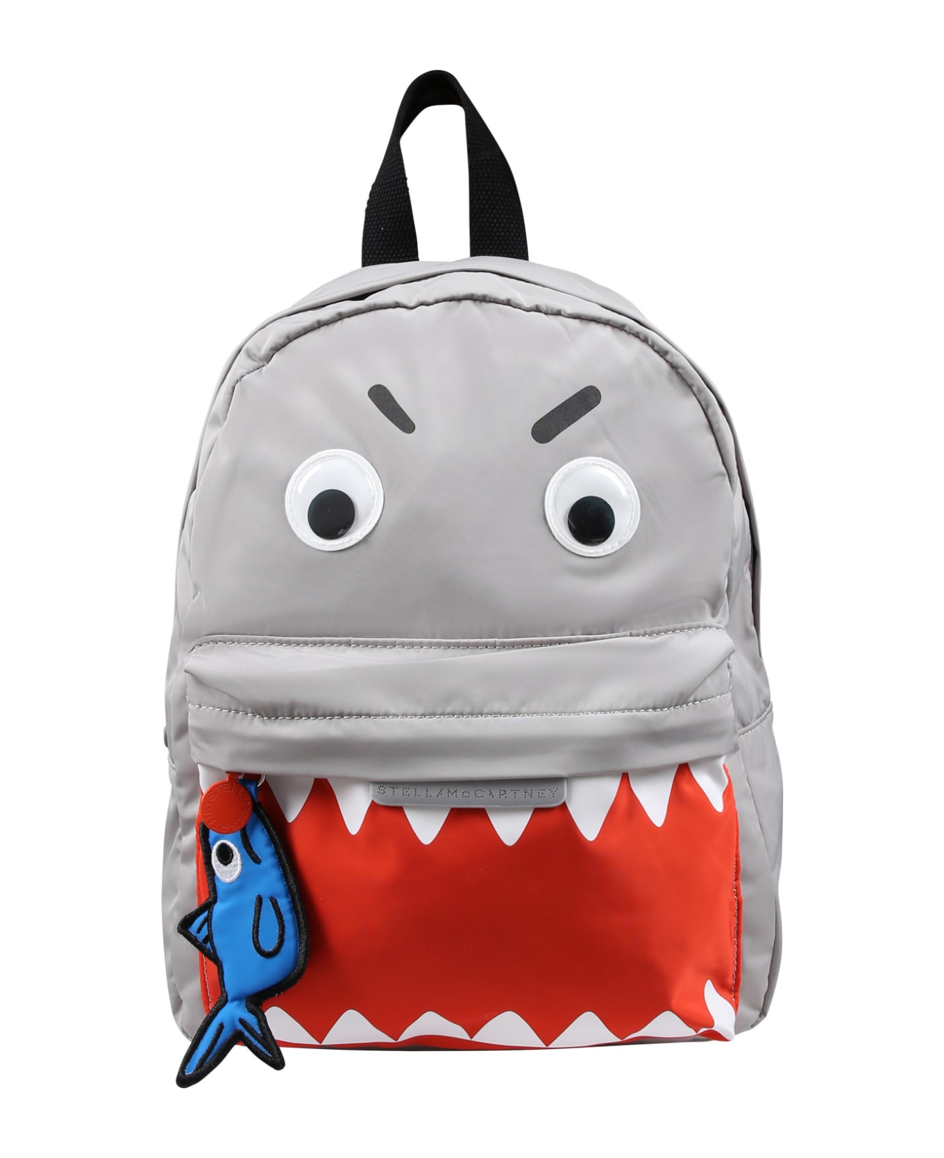 Stella McCartney Kids Gray Backpack For Baby Boy With Shark - Grey