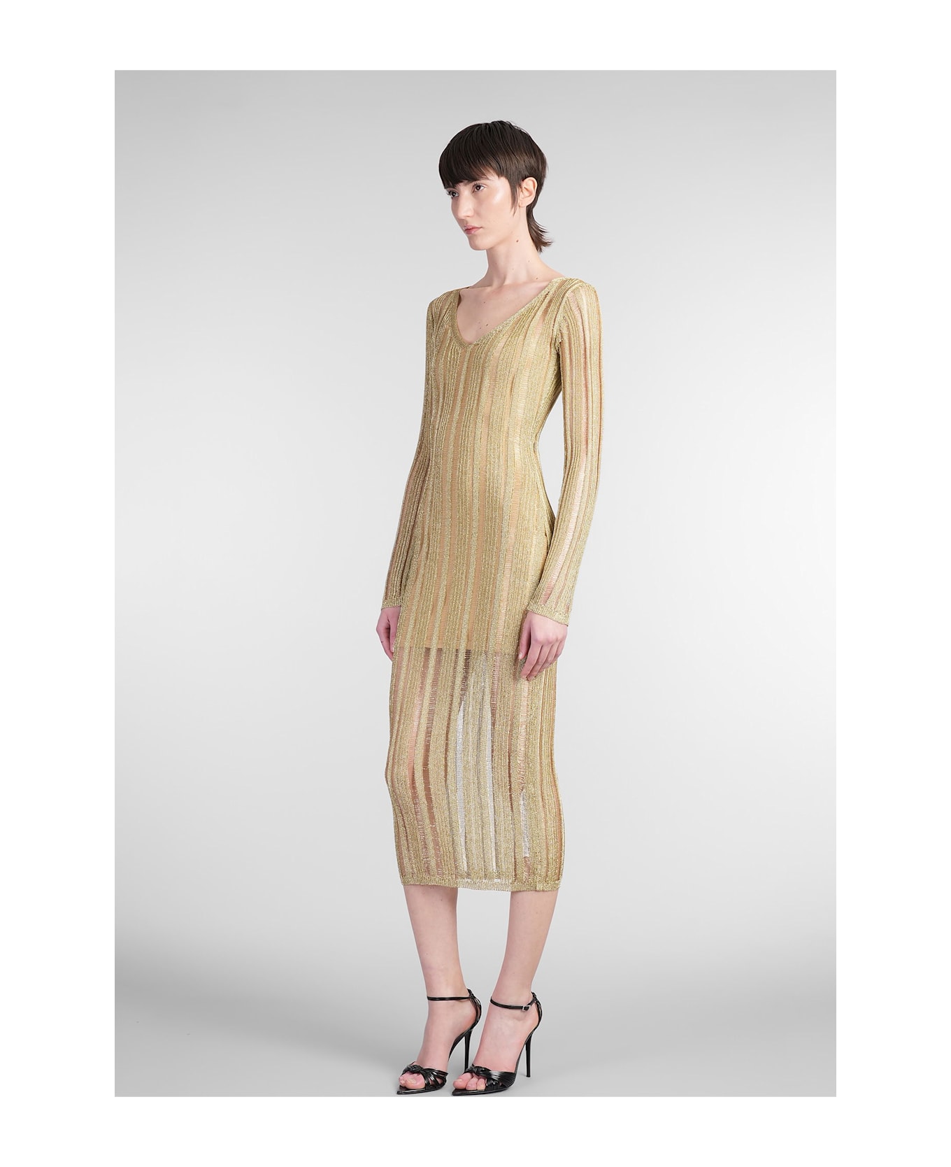 Cult Gaia Espen Long Dress In Gold Viscose - gold