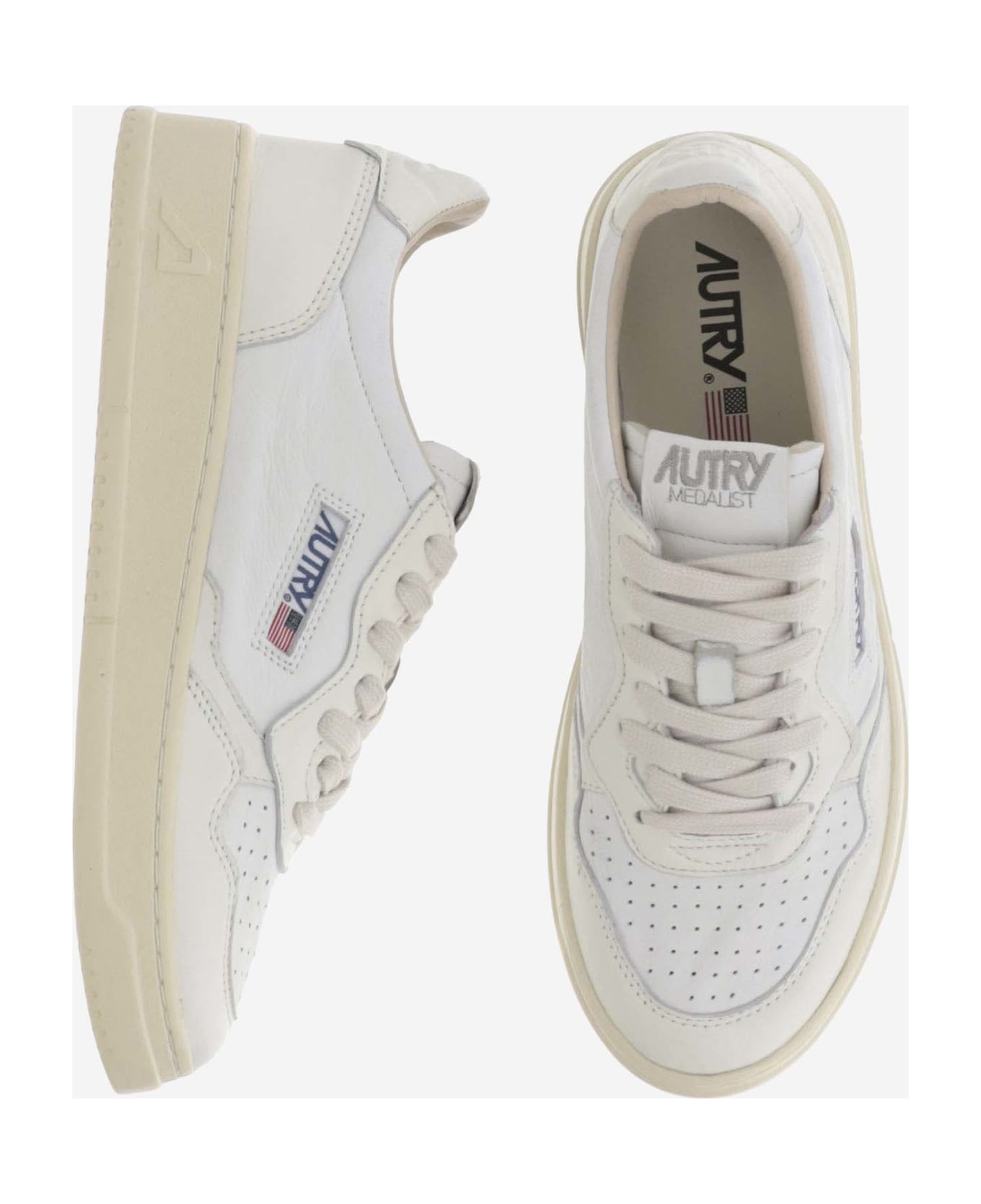 Autry Medalist Leather Sneakers - WHT/WHT