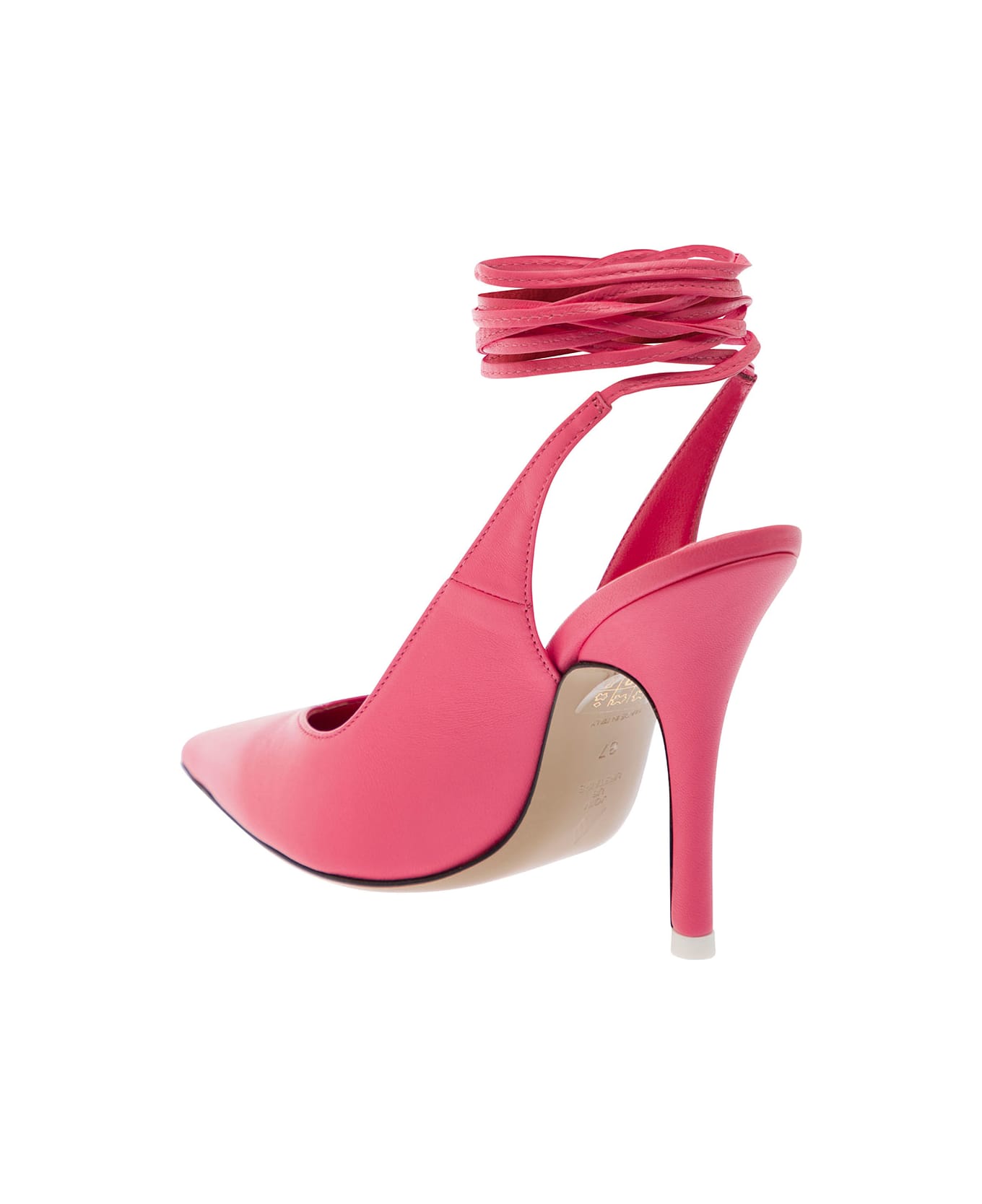 The Attico Pointed Toe Pumps With Strap Detail In Pink Leather Woman - Pink ハイヒール