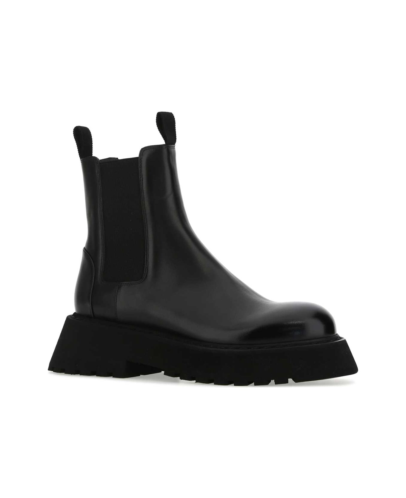 Marsell Black Leather Ankle Boots - BLACK ブーツ