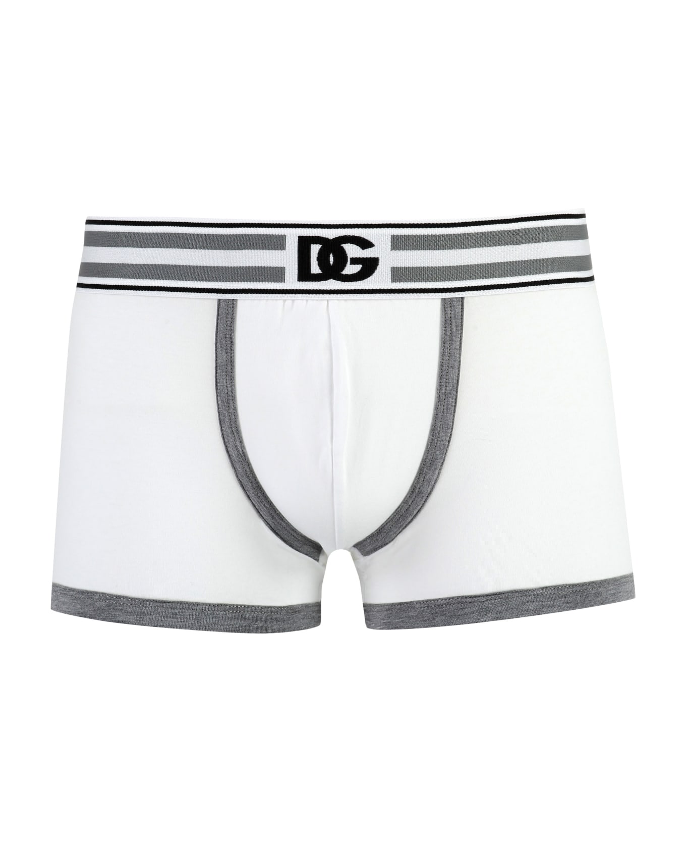 Dolce & Gabbana Logoed Elastic Band Cotton Trunks - White ショーツ