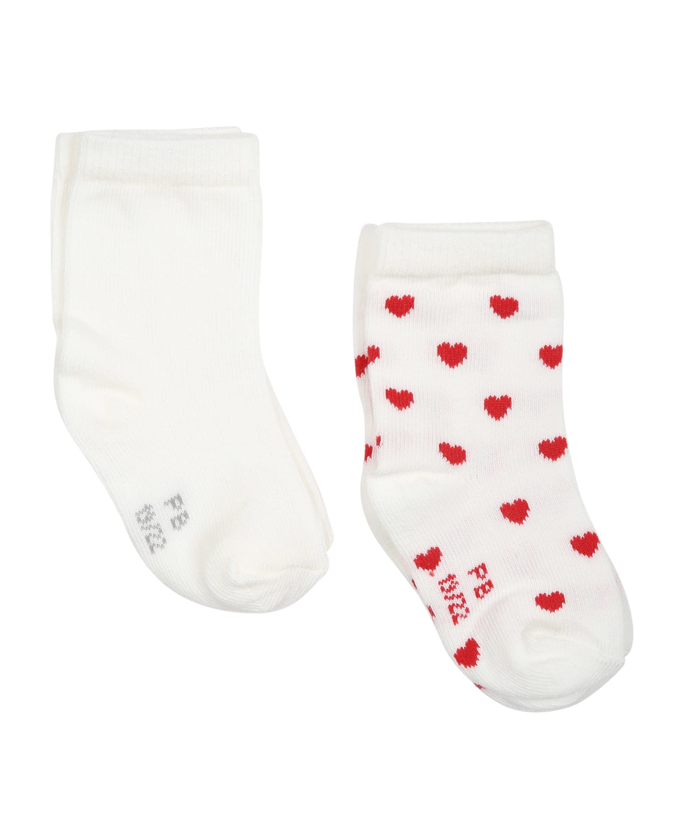 Petit Bateau Set Of Socks For Baby Girl With Hearts - White