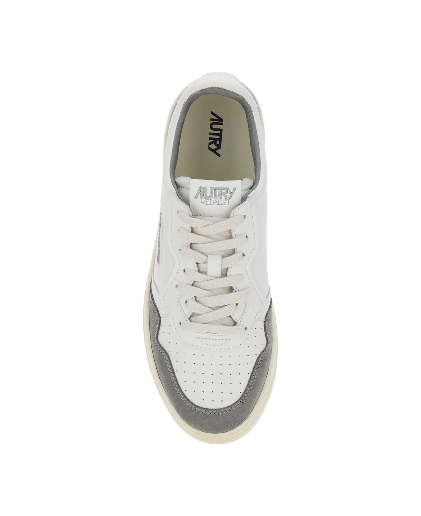 Autry 'medalist Low' White Low Top Sneakers With Side Logo Detail In Leather Man - White