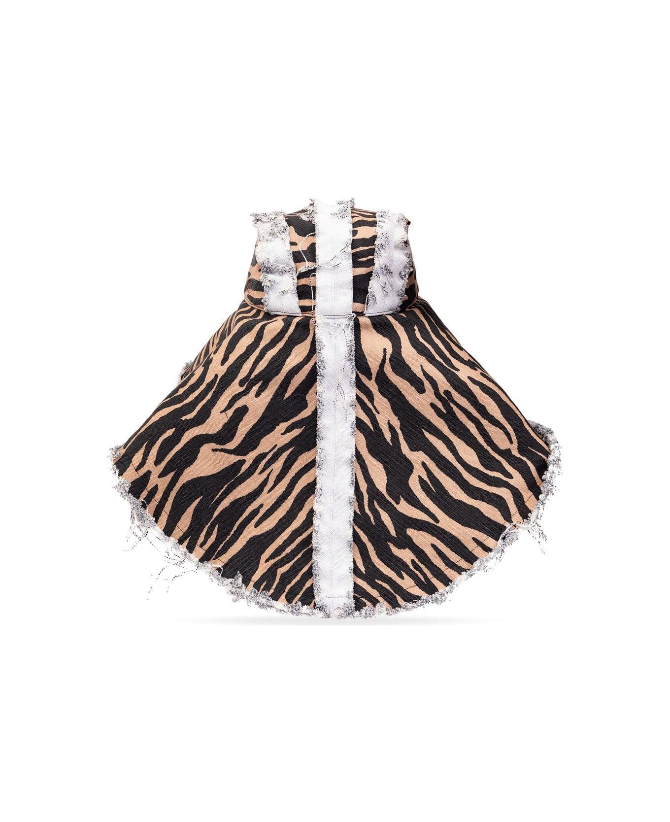 The Attico Zebra Printed Fringed Sun Hat - MultiColour