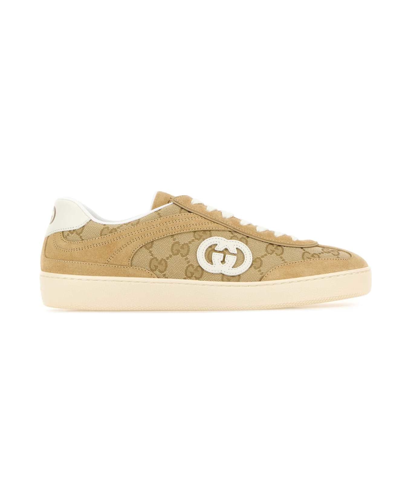 Gucci Gg Fabric And Suede G75 Sneakers - GOLD