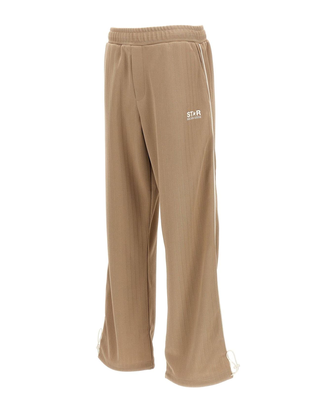 Golden Goose Logo Printed Straight-leg Trousers - Beige