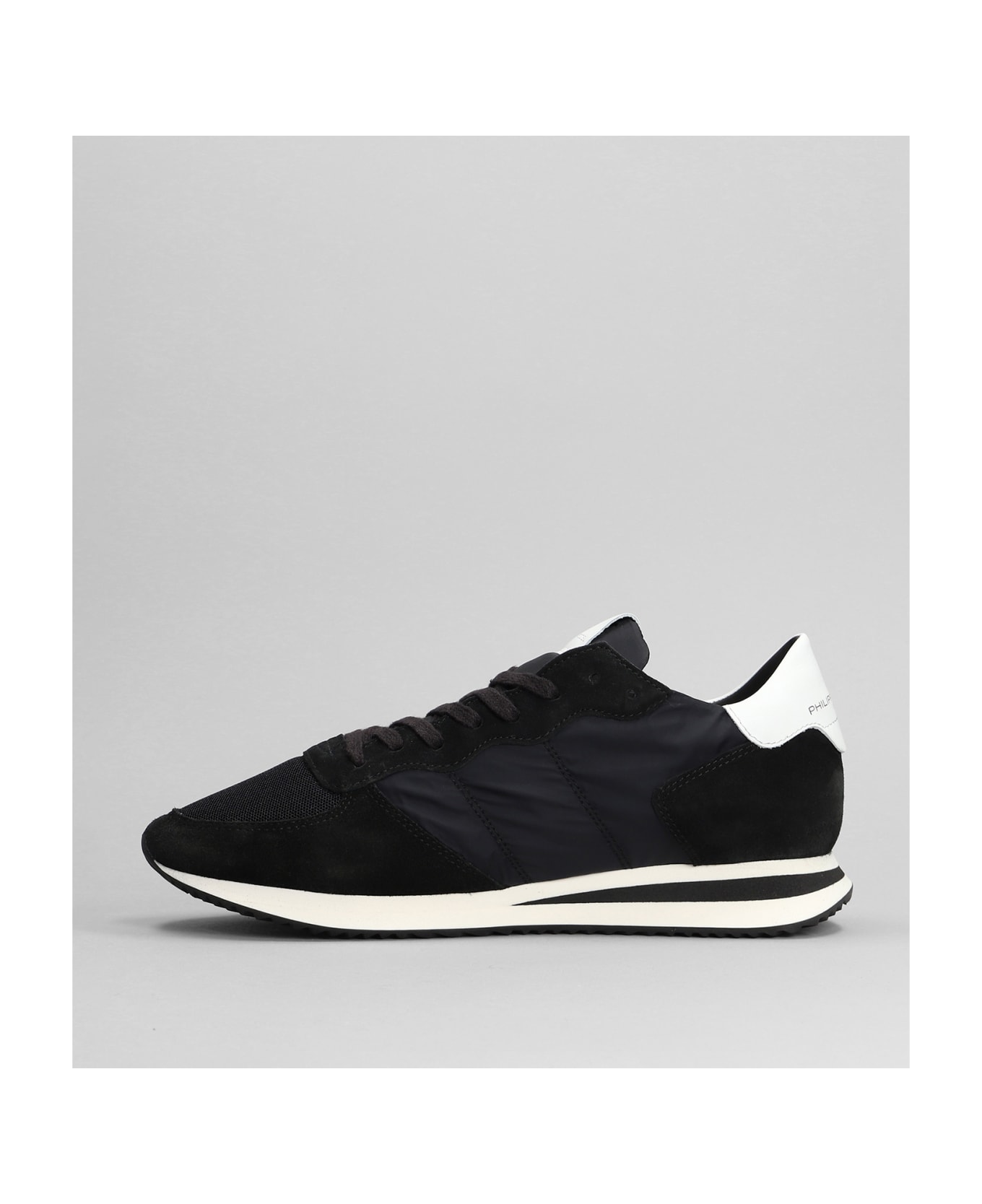 Philippe Model Trpx Low Sneakers In Black Suede And Fabric - black