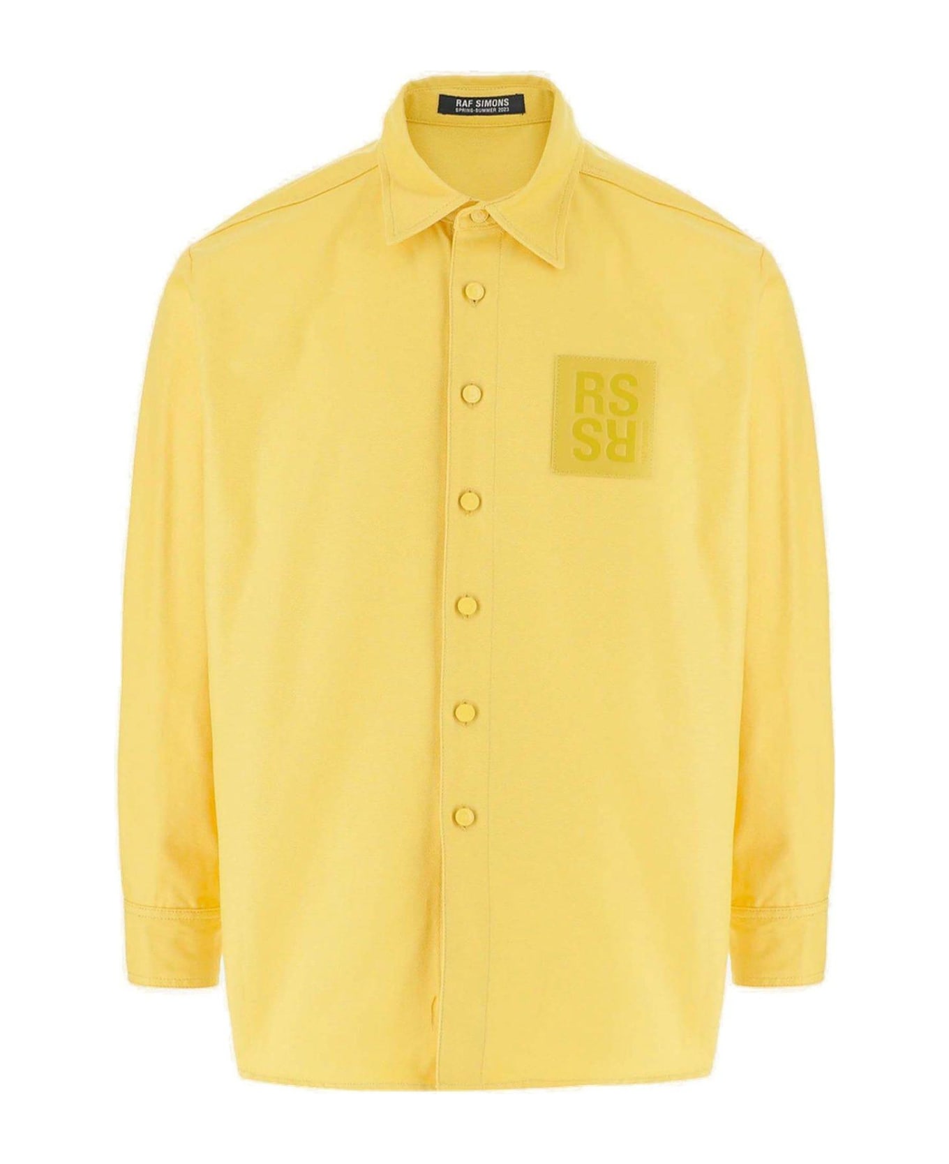 Raf Simons Logo Patch Buttoned Denim Shirt - Yellow