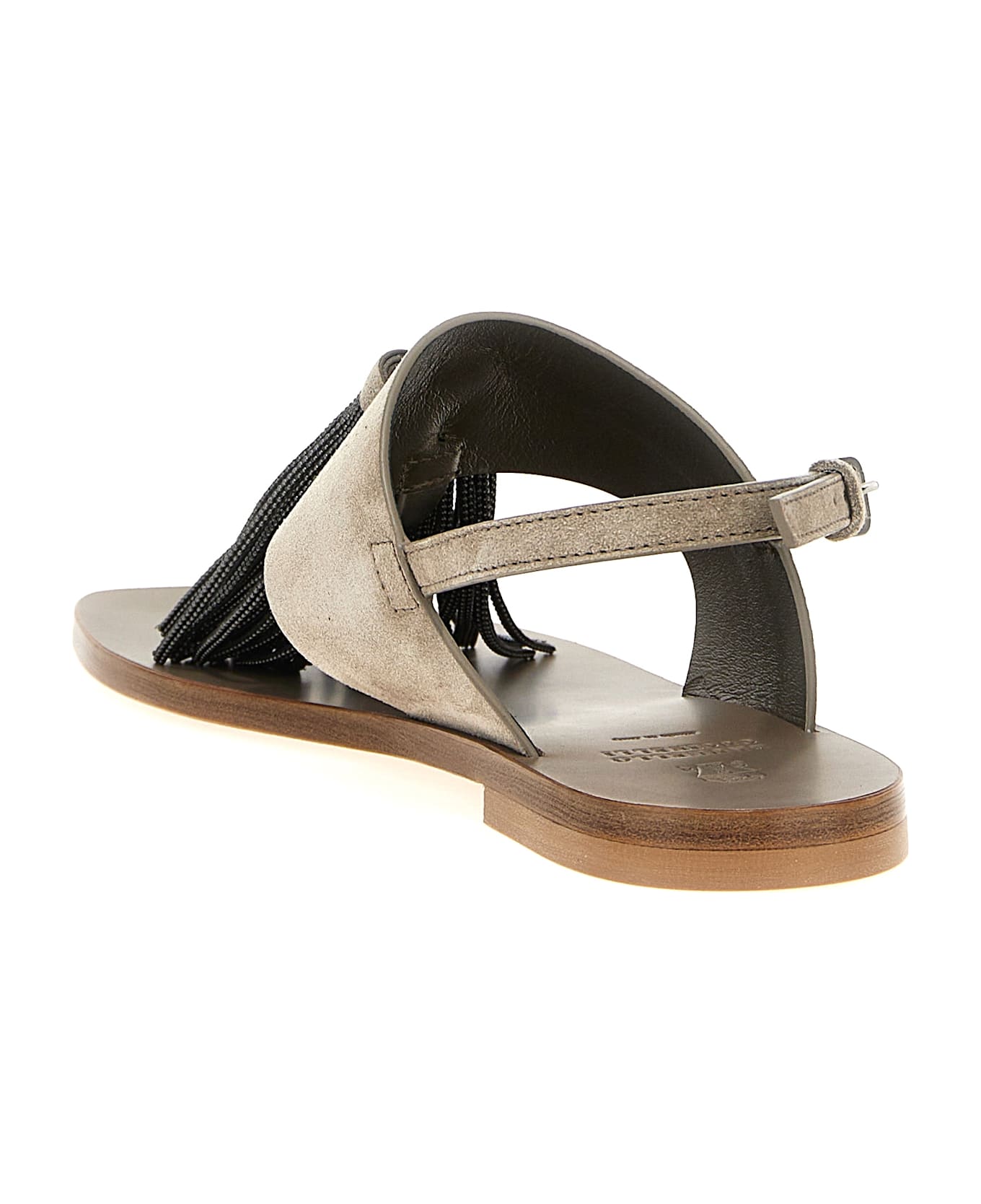 Brunello Cucinelli 'precious Tassels' Sandals - Gray