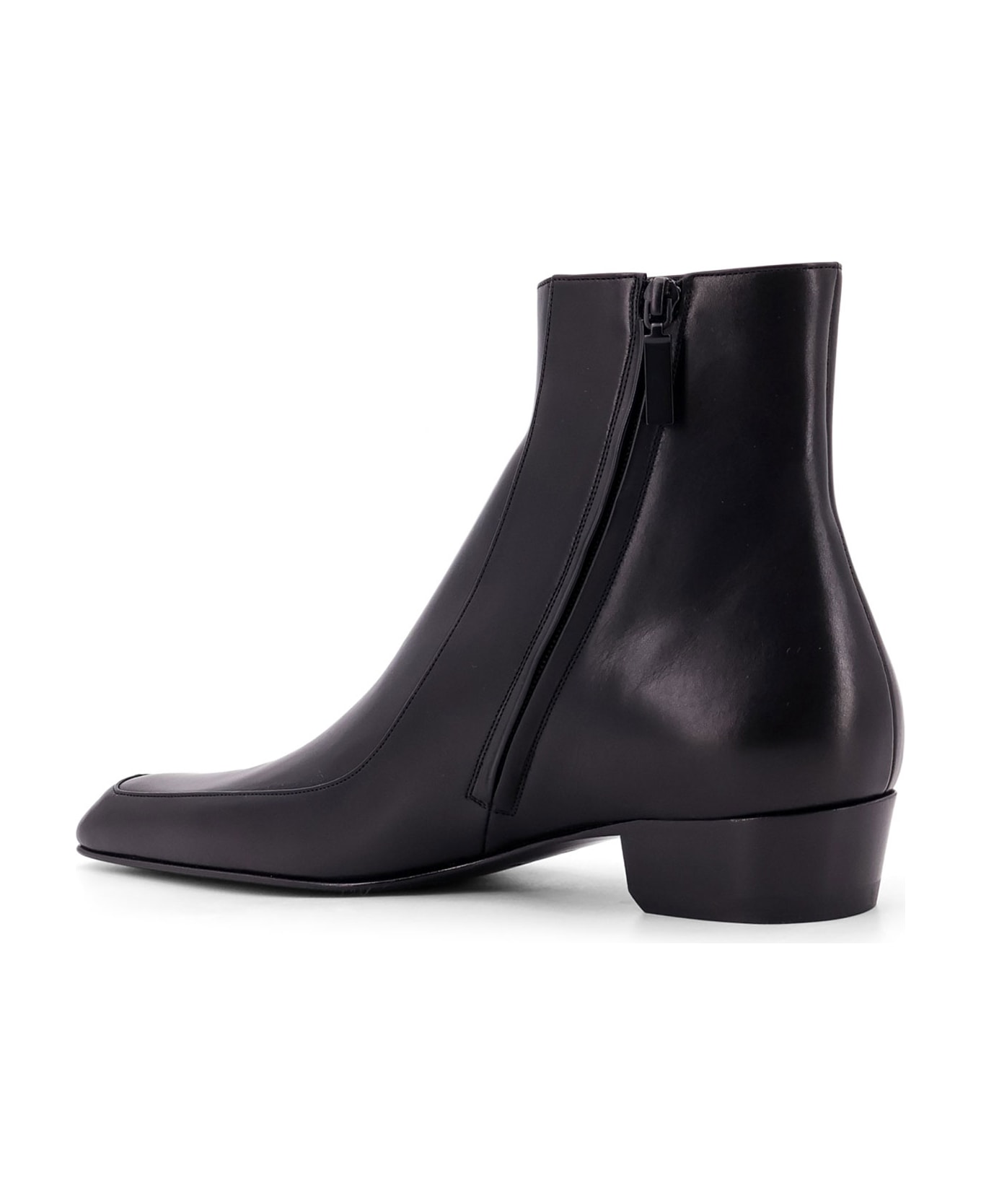 Saint Laurent Augustin Zip Detailed Ankle Boots - Black ブーツ