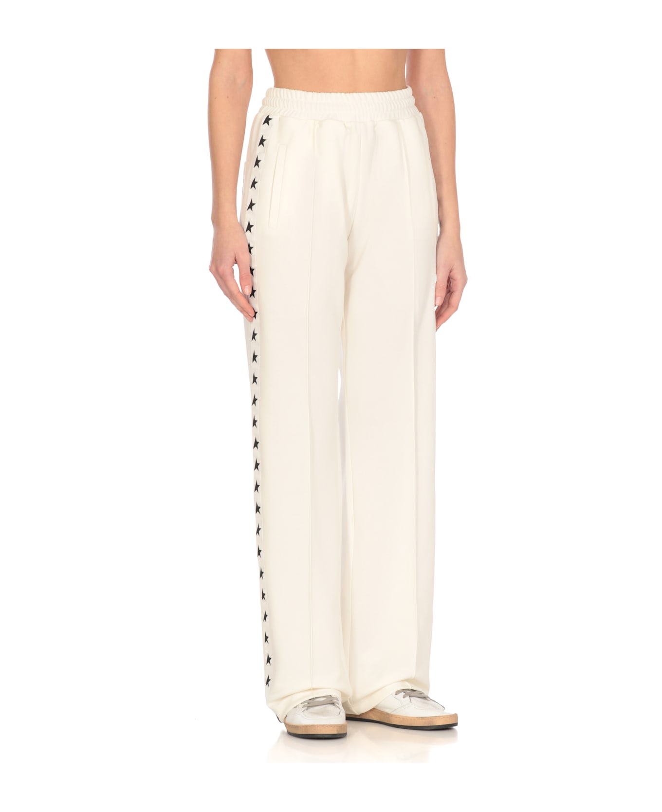 Golden Goose Pants With Logo - Ivory
