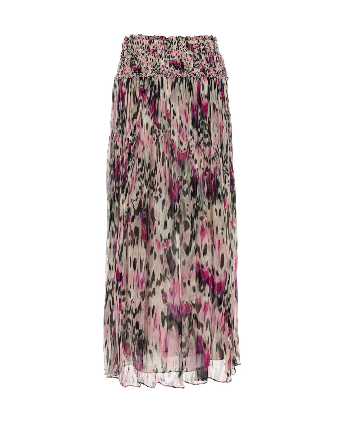 Isabel Marant Printed Silk Rolande Skirt - Pink