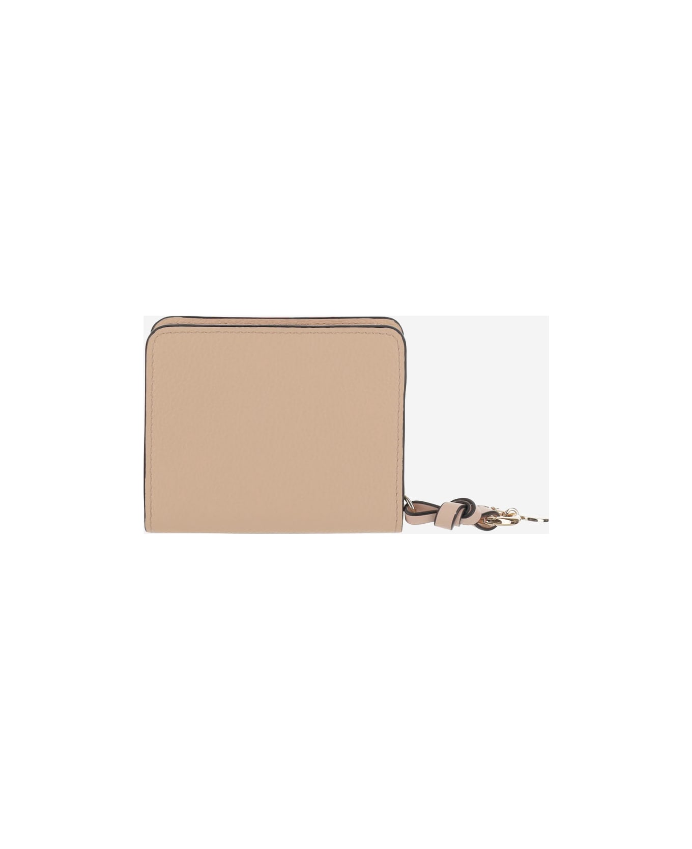 Chloé Alphabet Compact Leather Wallet - Beige