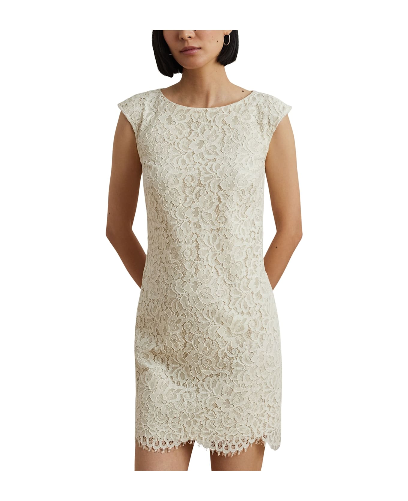 Ralph Lauren Vasberri Short Sleeve Day Dress - Mascarpone Cream