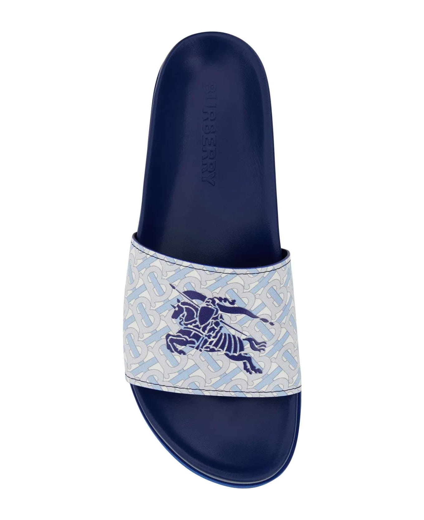 Burberry Printed Leather Slippers - Blue