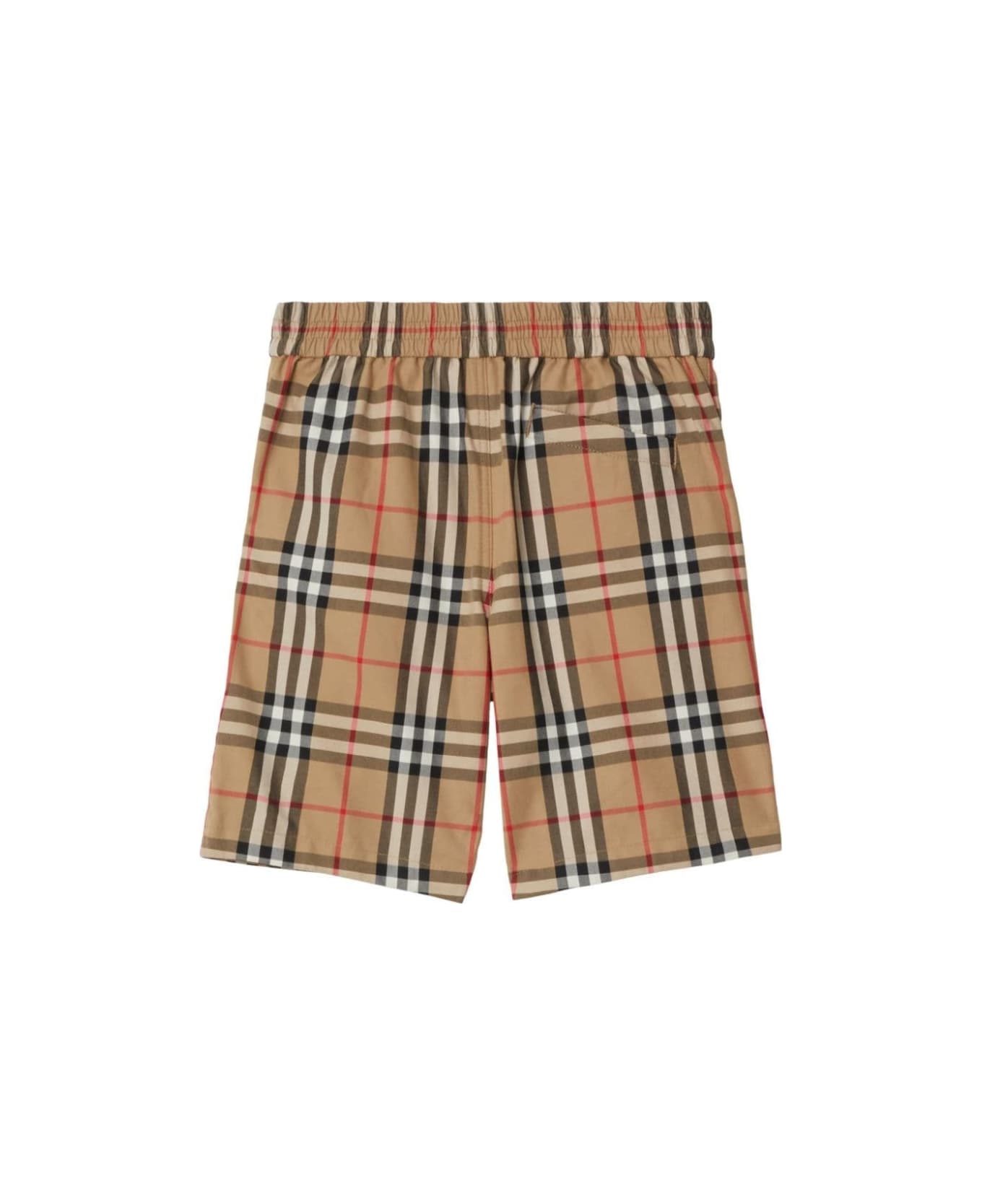 Burberry Beige Shorts With Check Print In Cotton Boy - Beige