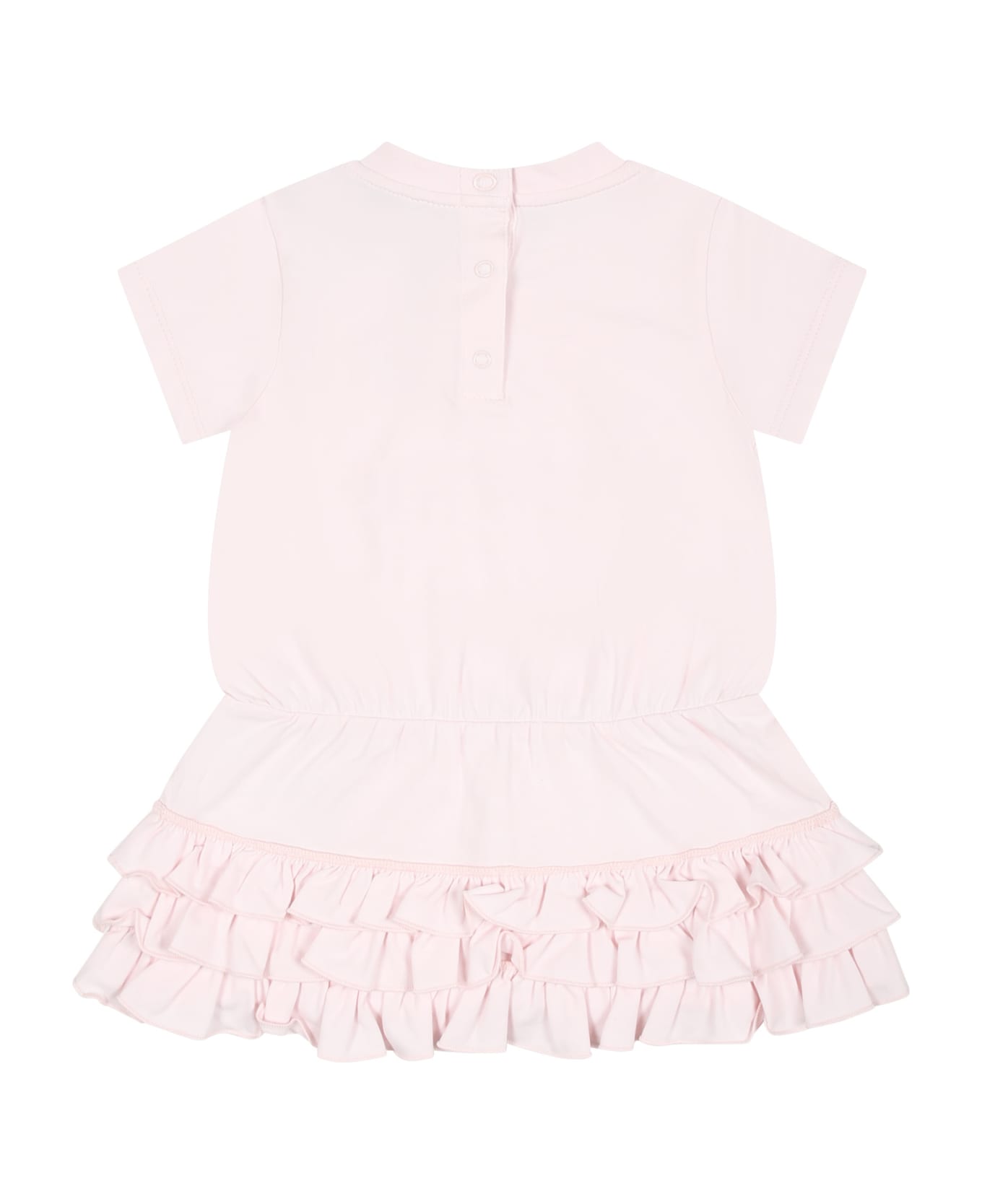 Moncler Pink Dress For Baby Girl With Logo - Pink