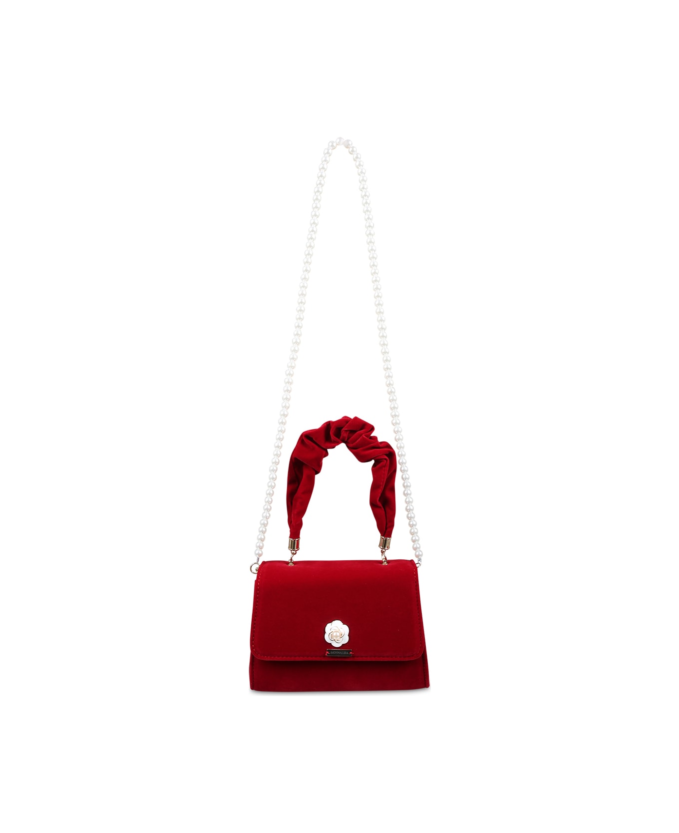 Monnalisa Burgundy Bag For Girl With Pearl - Bordeaux