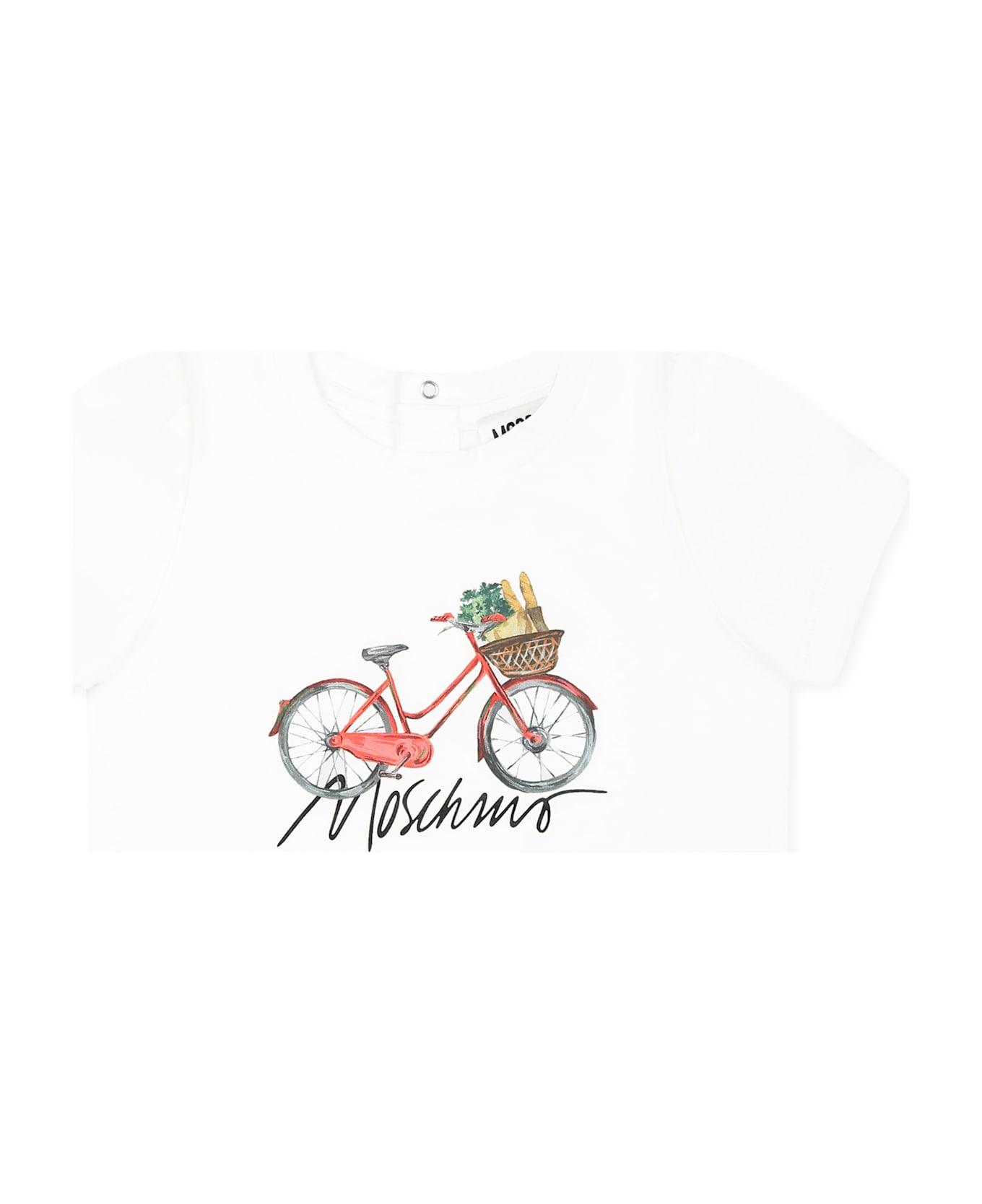 Moschino White T-shirt For Baby Girl With Bicycle Print - White